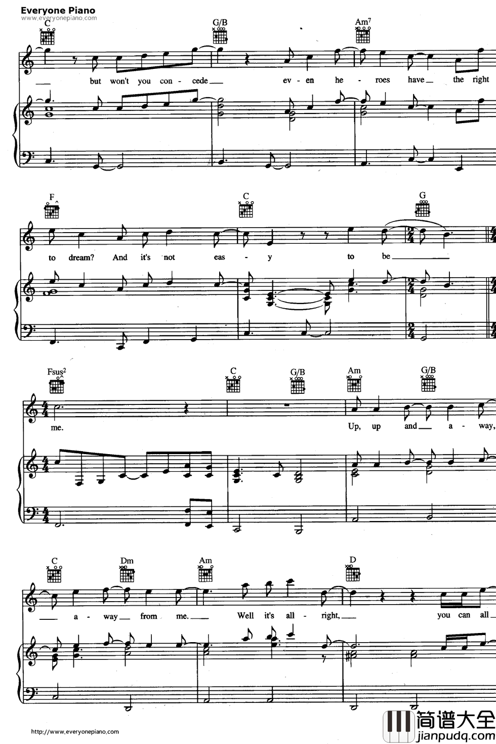 Superman_(It’s_Not_Easy)钢琴谱_Five_For_Fighting