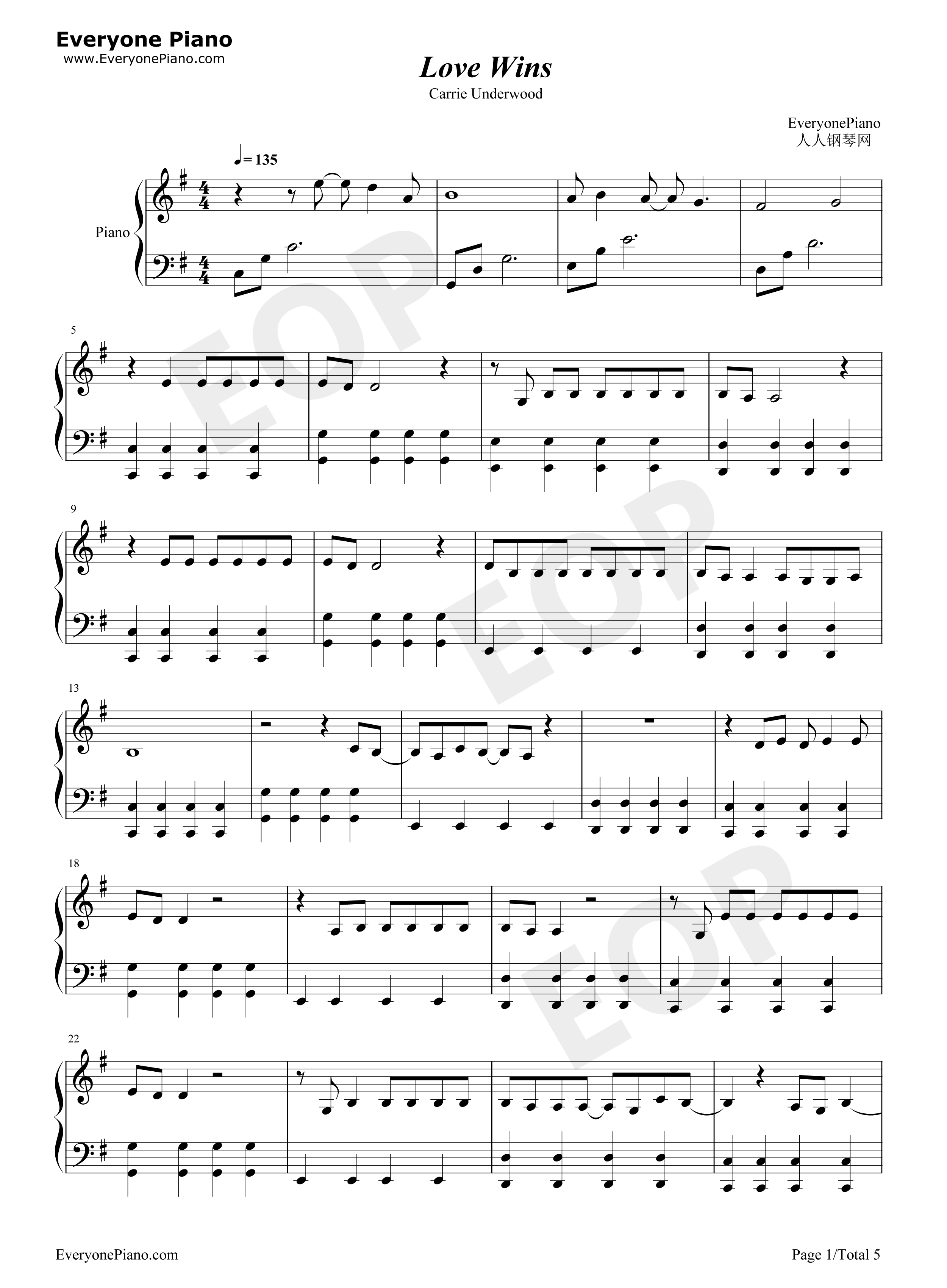 Love_Wins钢琴谱_Carrie_Underwood