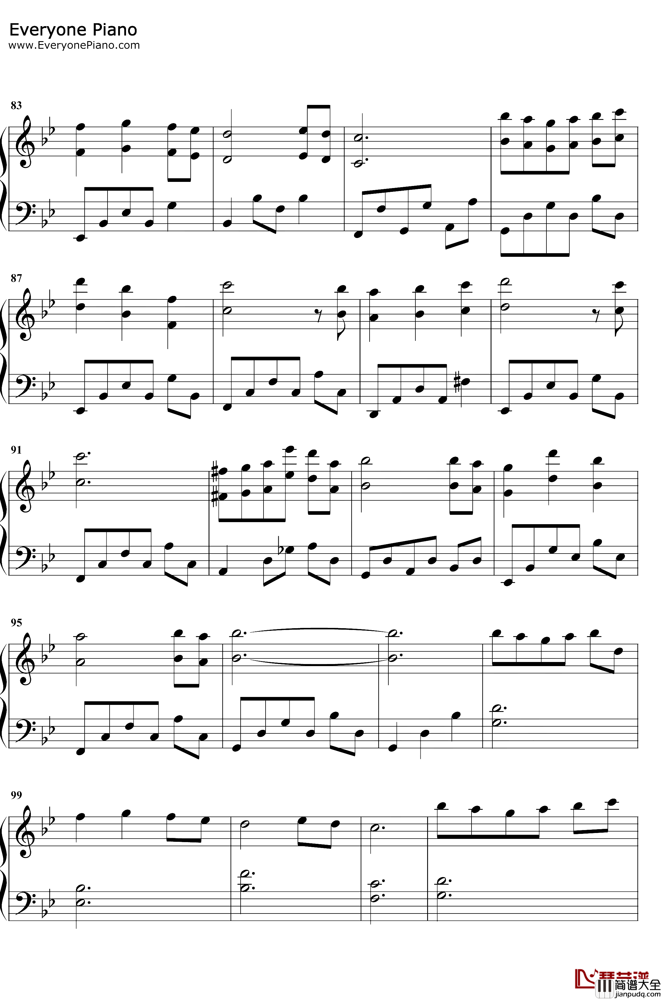 终于钢琴谱_双笙_两世欢主题曲