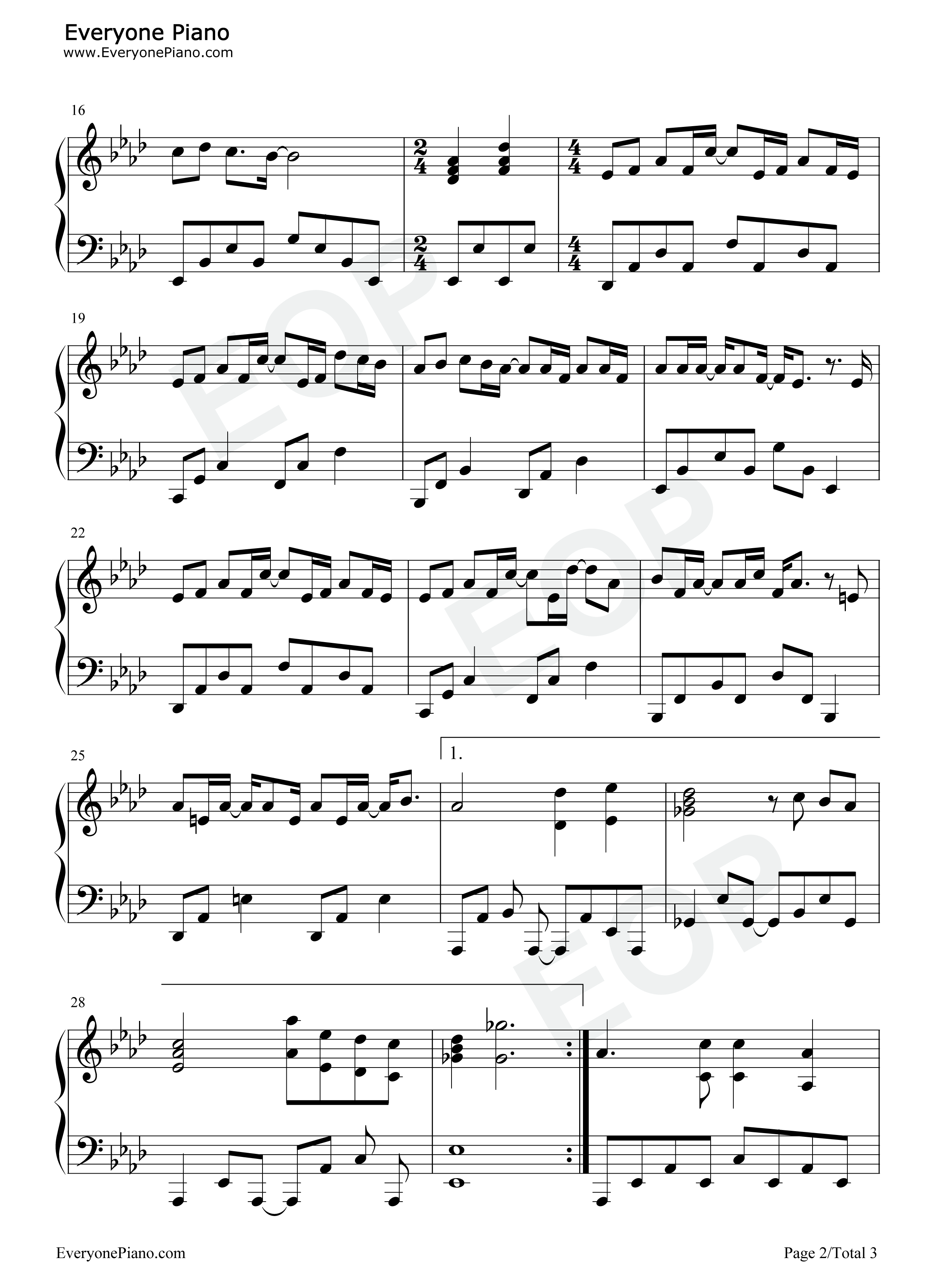 一样的月光钢琴谱_徐佳莹