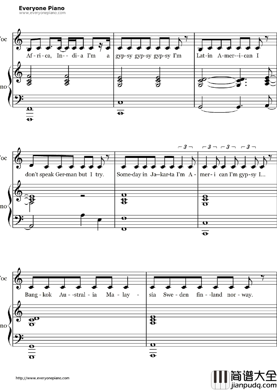 Gypsy钢琴谱_LadyGaga