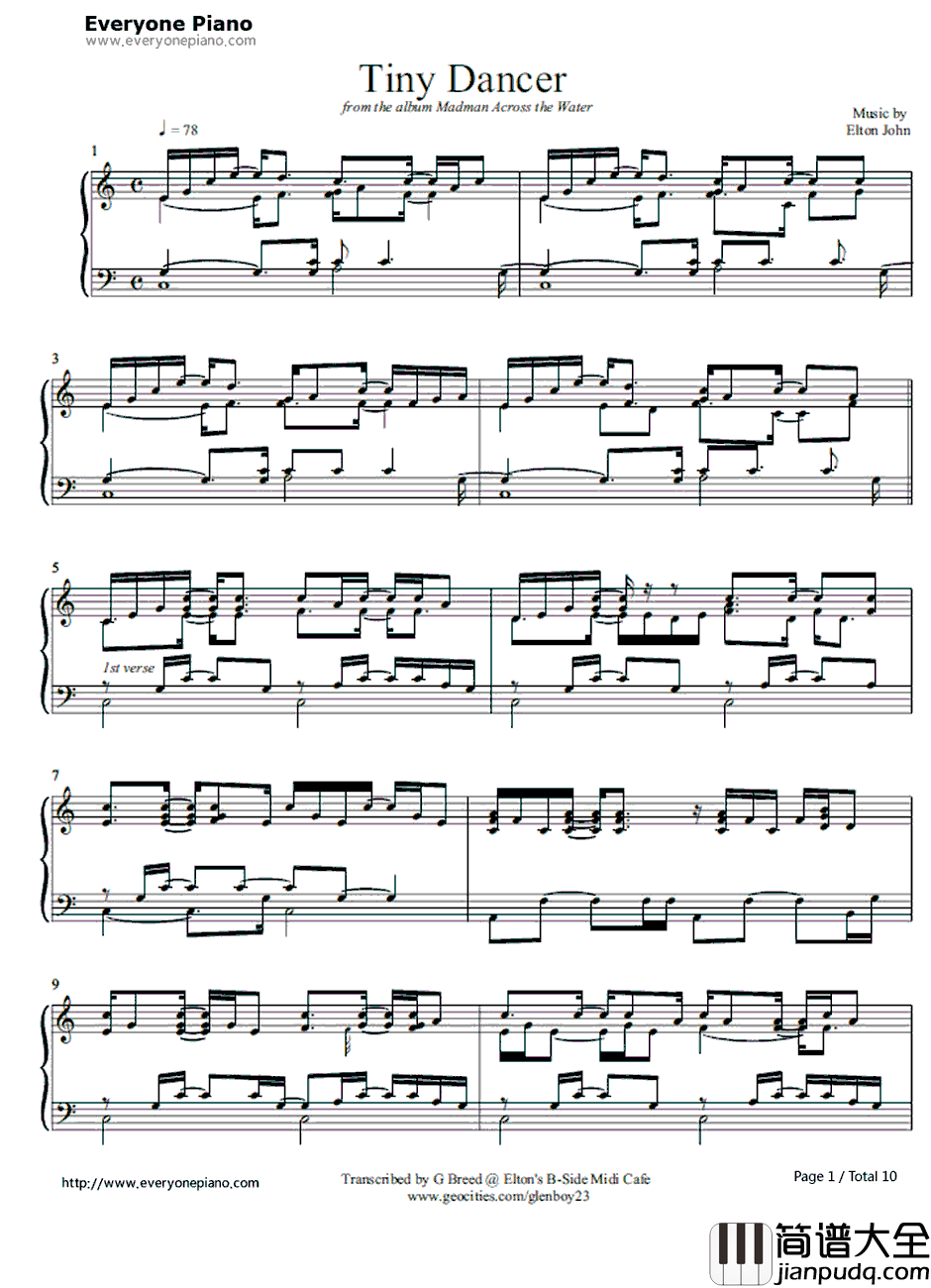 Tiny_Dancer钢琴谱_EltonJohn