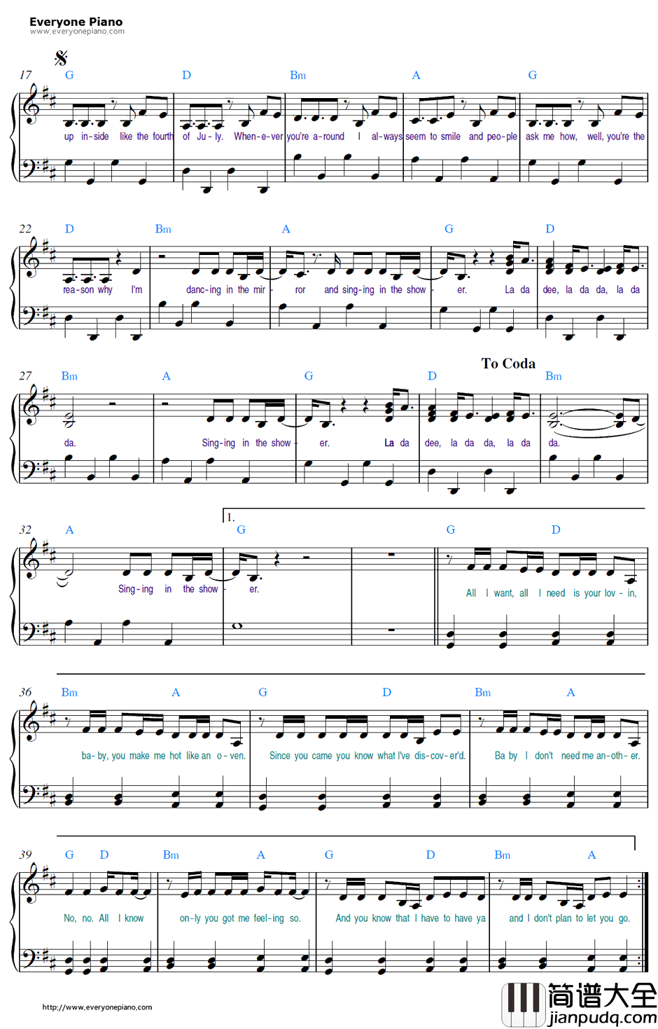 Shower钢琴谱_BeckyG