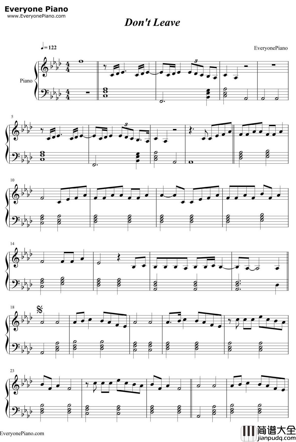 Don't_Leave钢琴谱_SnakehipsMØ