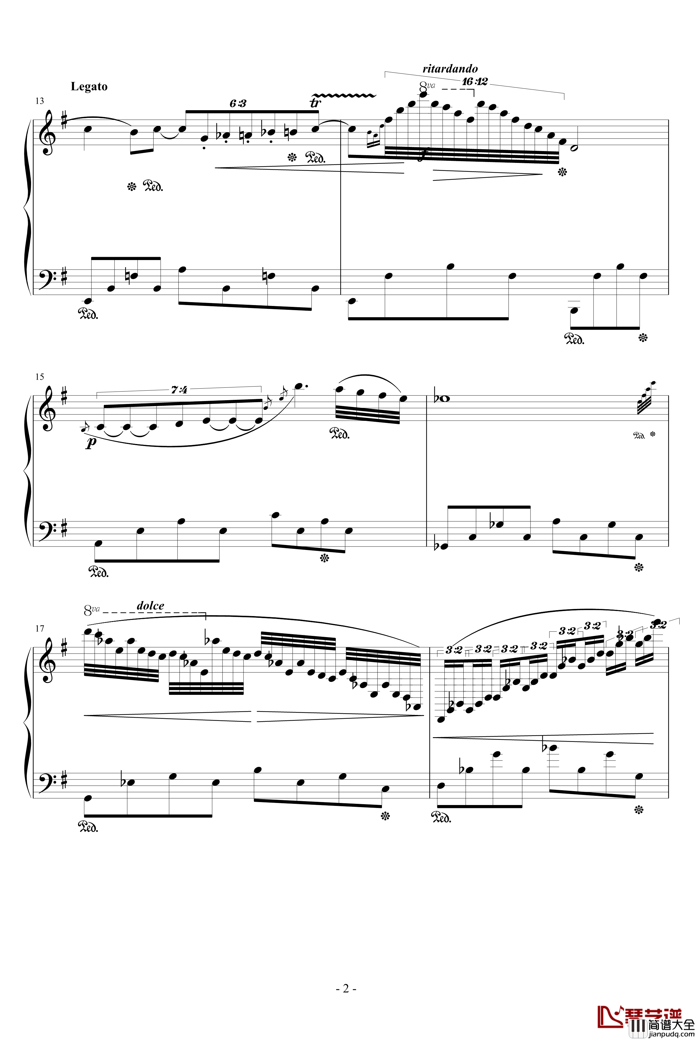 流星的幻想钢琴谱_升c小调