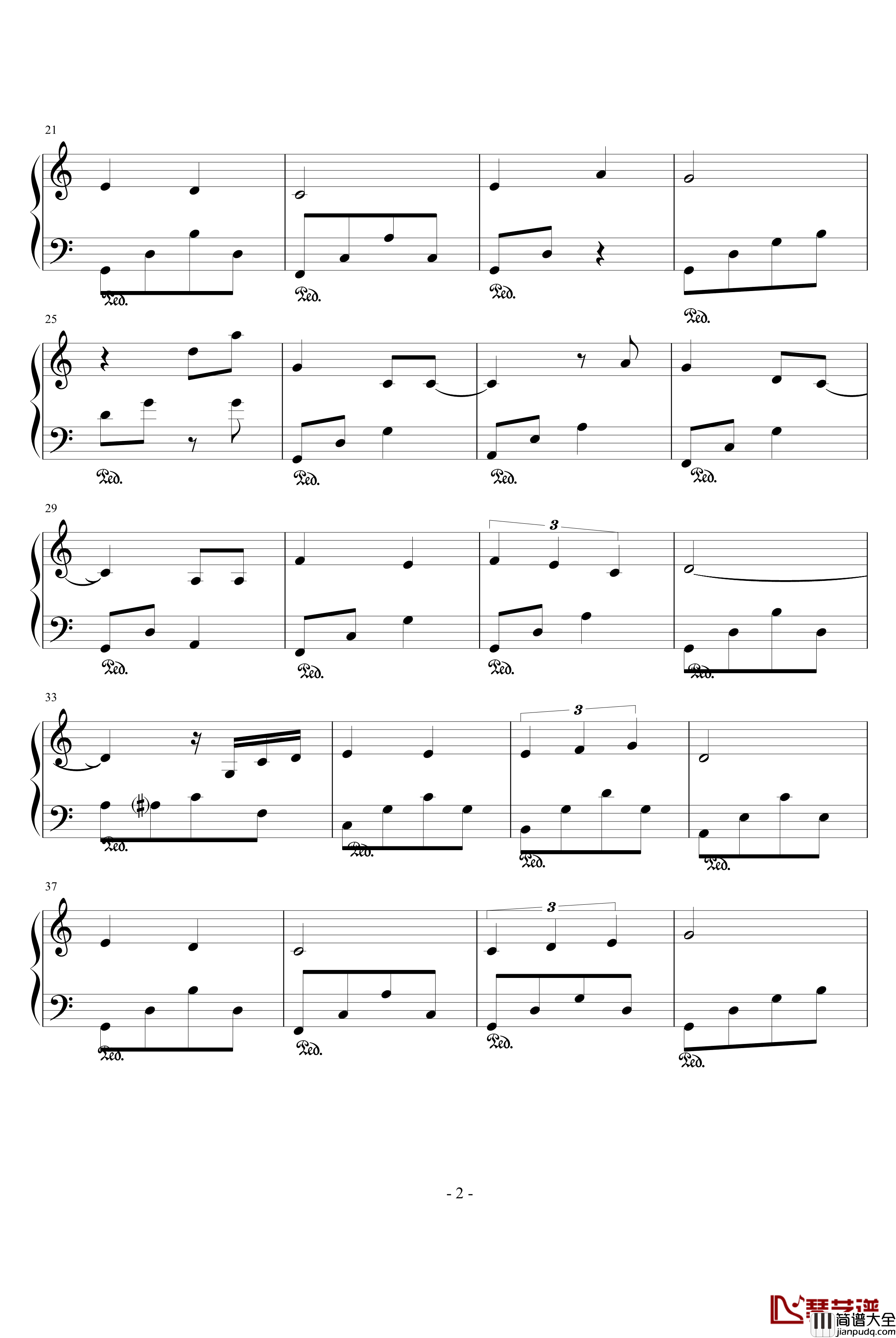 for_linda钢琴谱_wang93