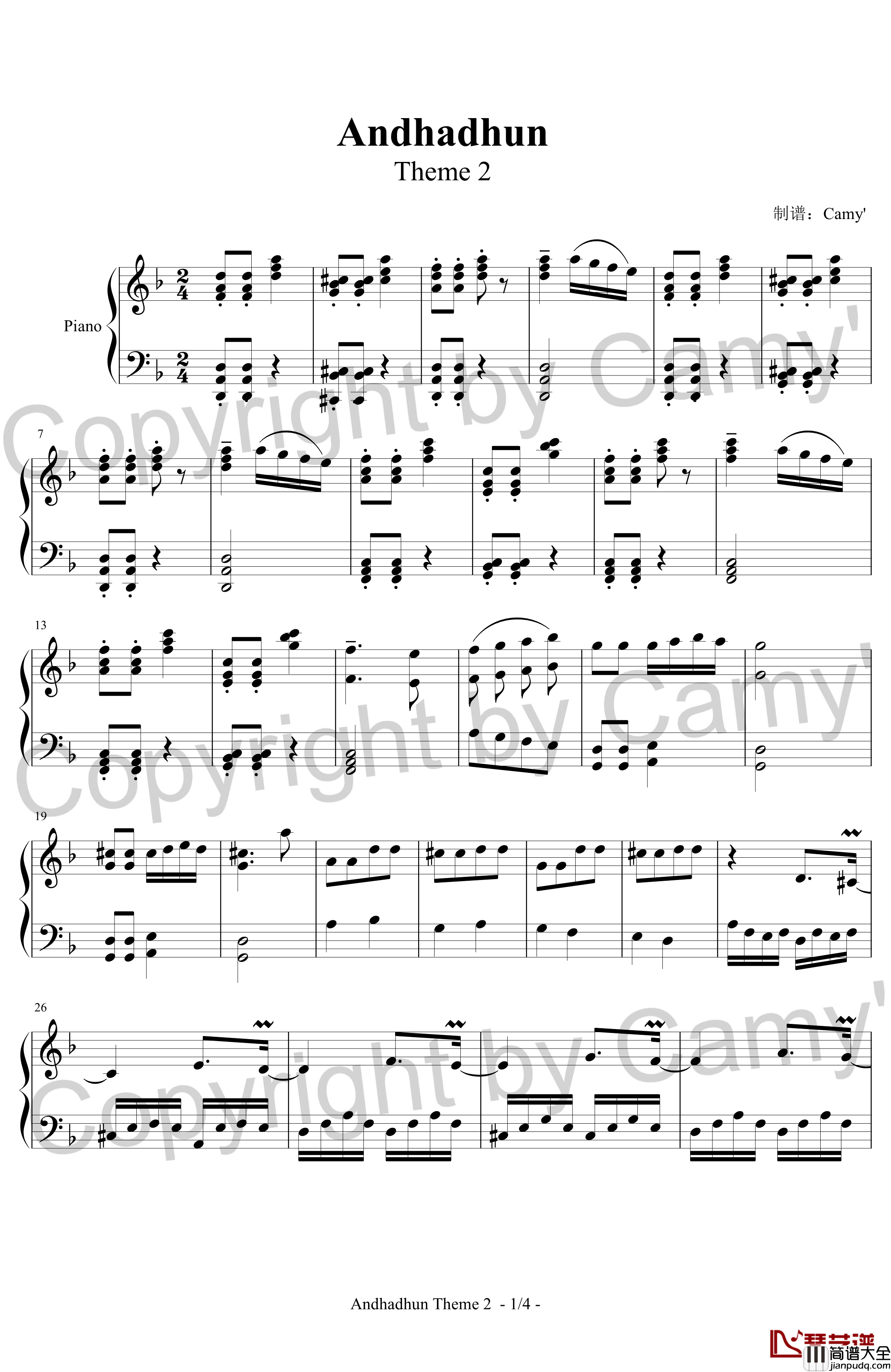 Andhadhu_Theme调音师钢琴谱
