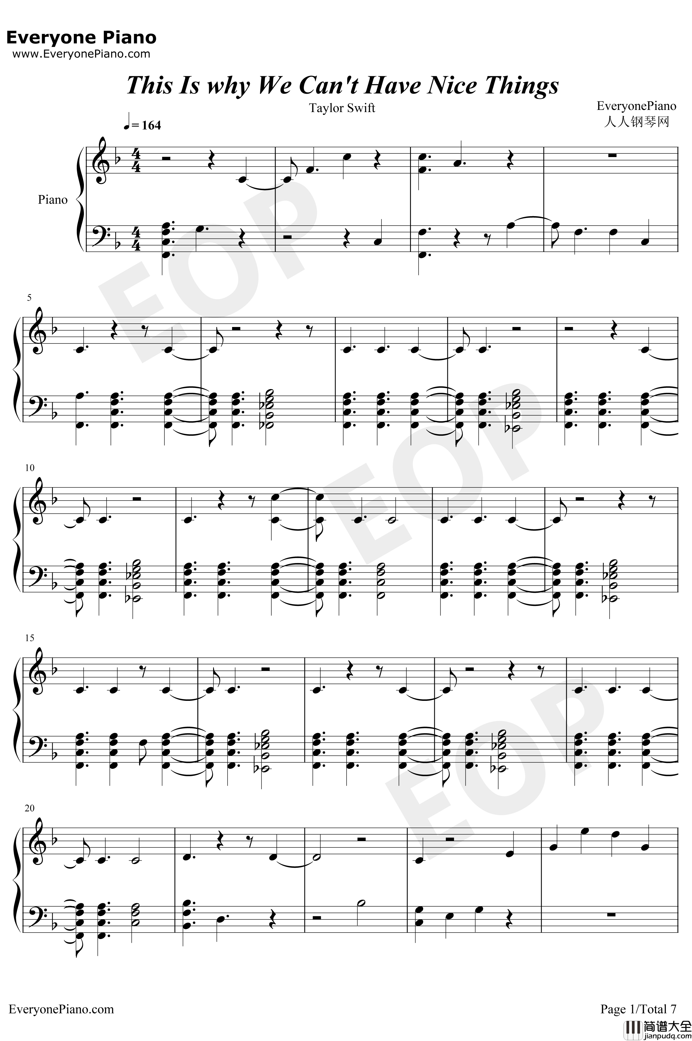 This_Is_Why_We_Can't_Have_Nice_Things钢琴谱_TaylorSwift