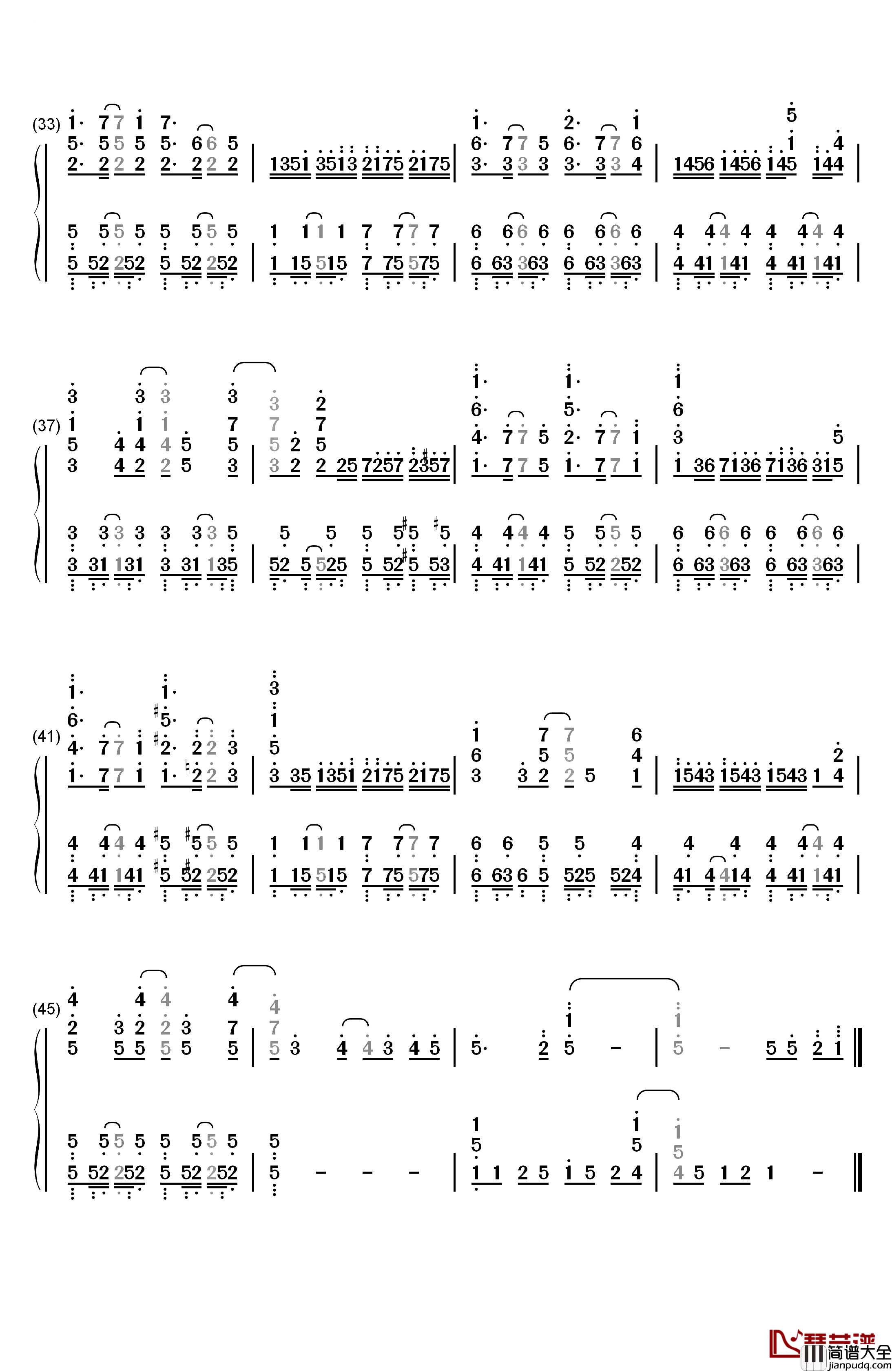 永遠のひとつ钢琴简谱_数字双手_田村由香里