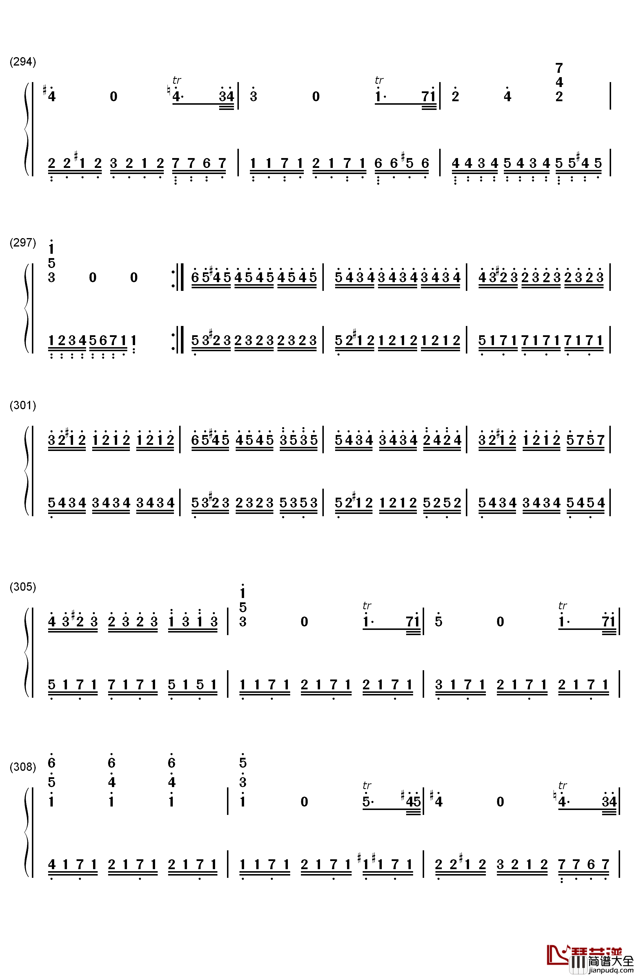 小星星变奏曲钢琴简谱_数字双手_莫扎特