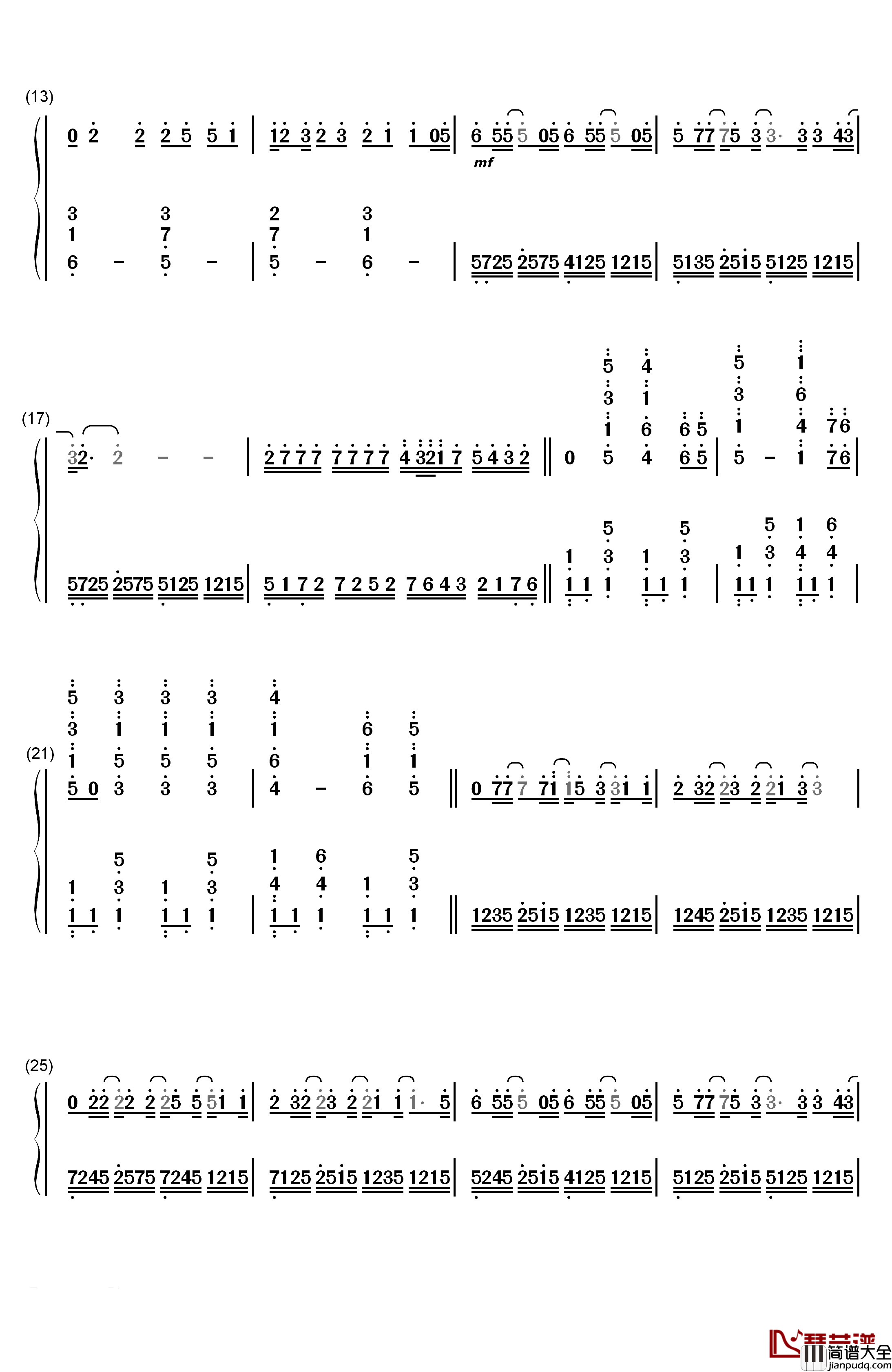 罪の名前钢琴简谱_数字双手_初音未来_Ryo