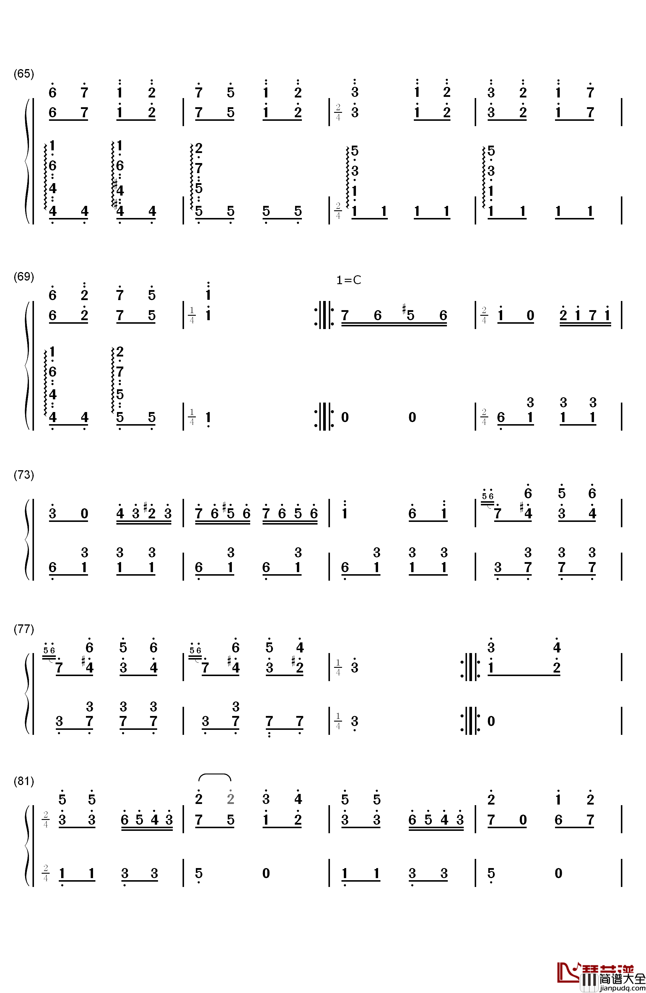 土耳其进行曲钢琴简谱_数字双手_莫扎特__Mozart