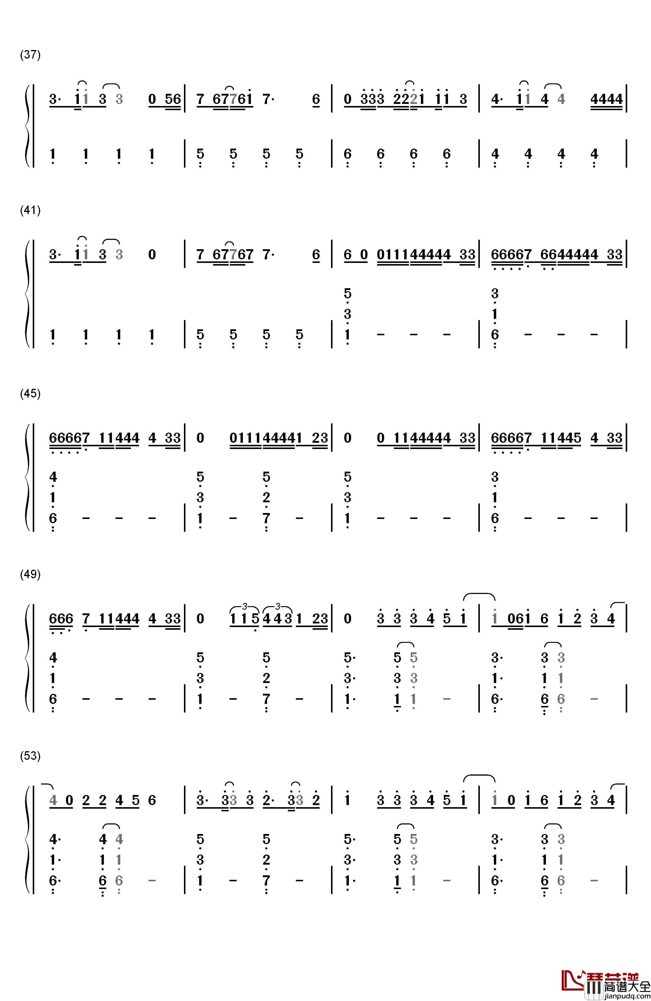Locked_Away钢琴简谱_数字双手_R._City