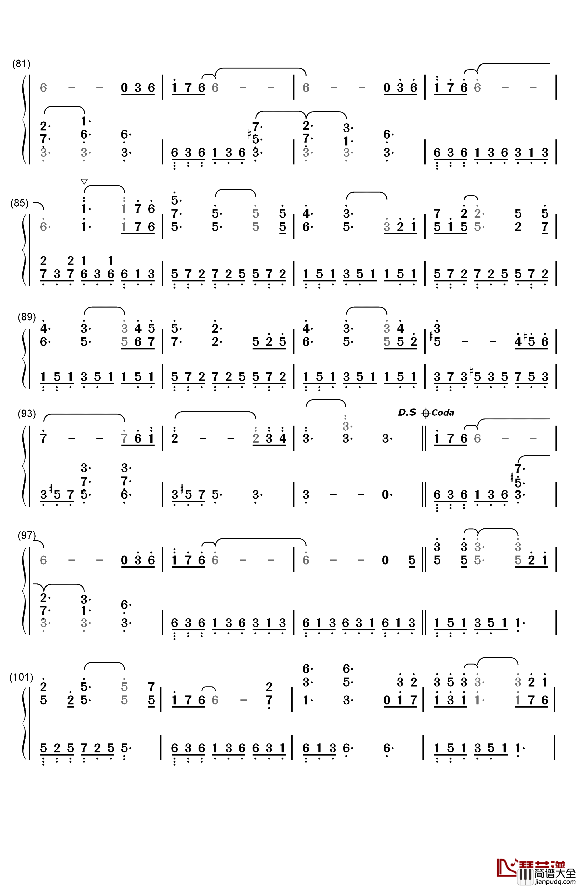 Felitsa（费丽萨）钢琴简谱_数字双手_雅尼