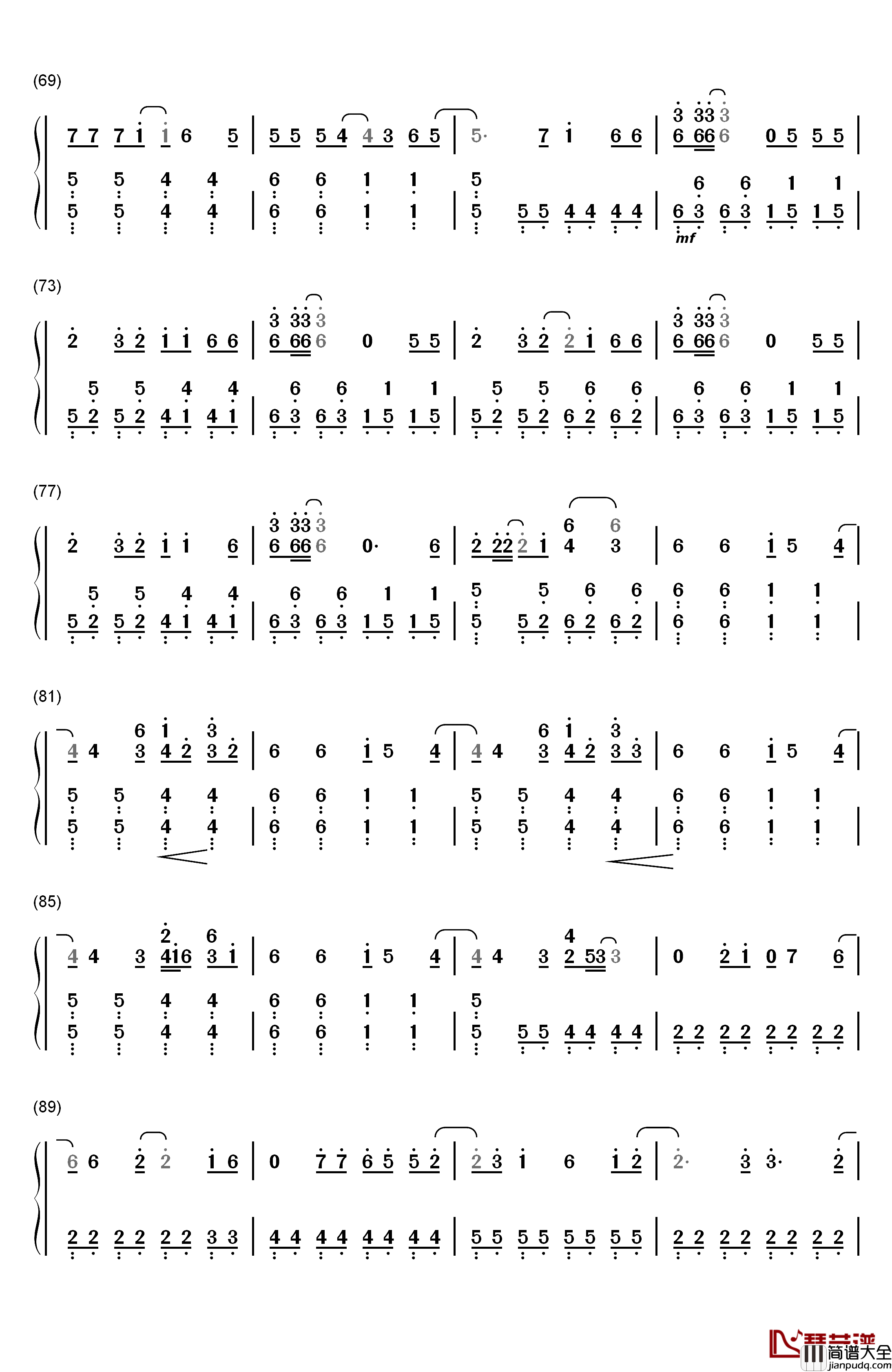Disturbia钢琴简谱_数字双手_Rihanna