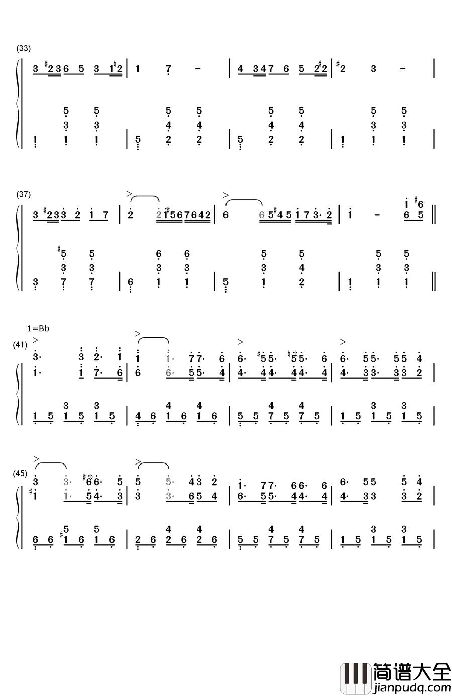 思乡钢琴简谱_数字双手_杰曼