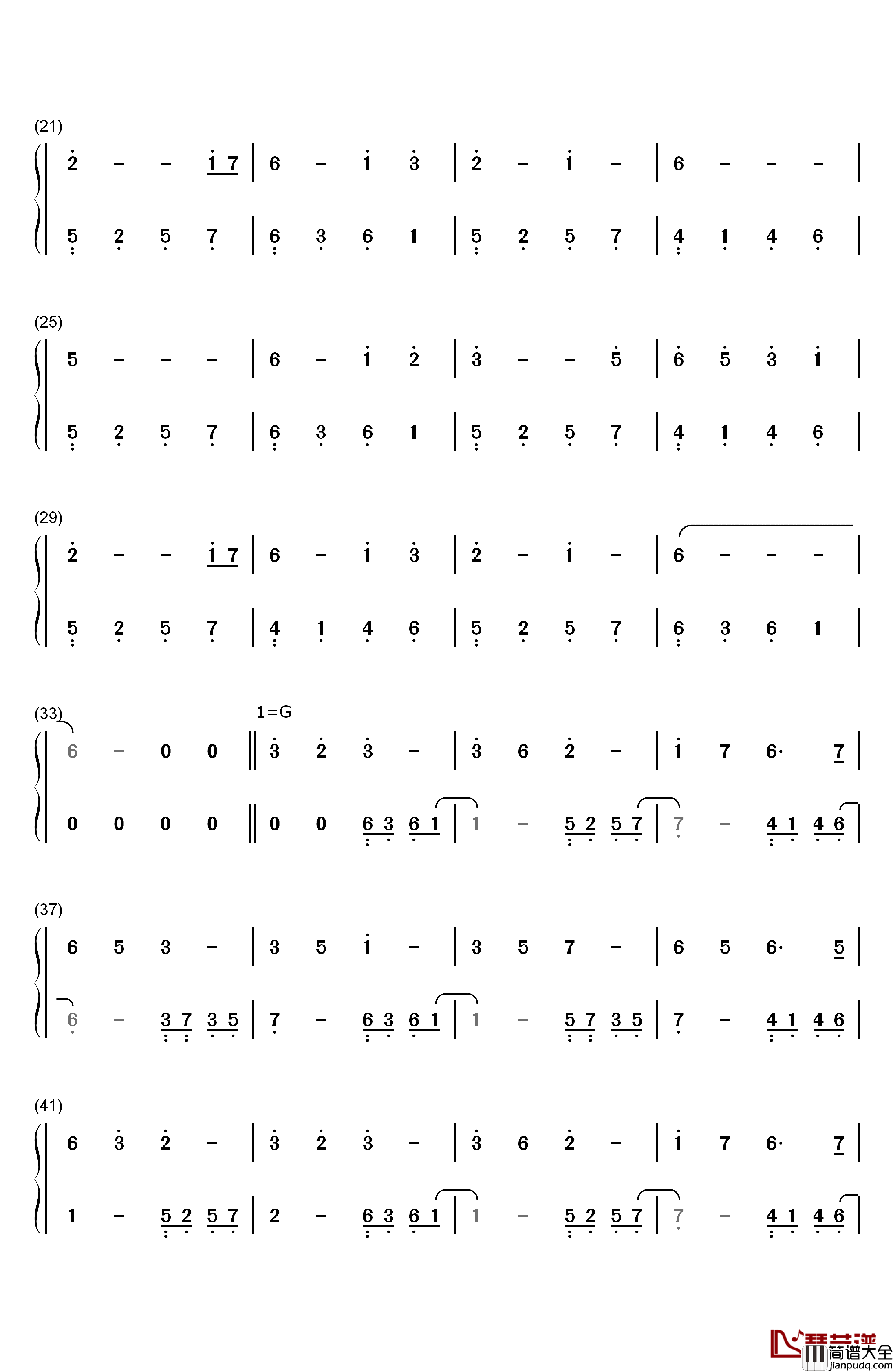 回梦游仙简单版钢琴简谱_数字双手_骆集益