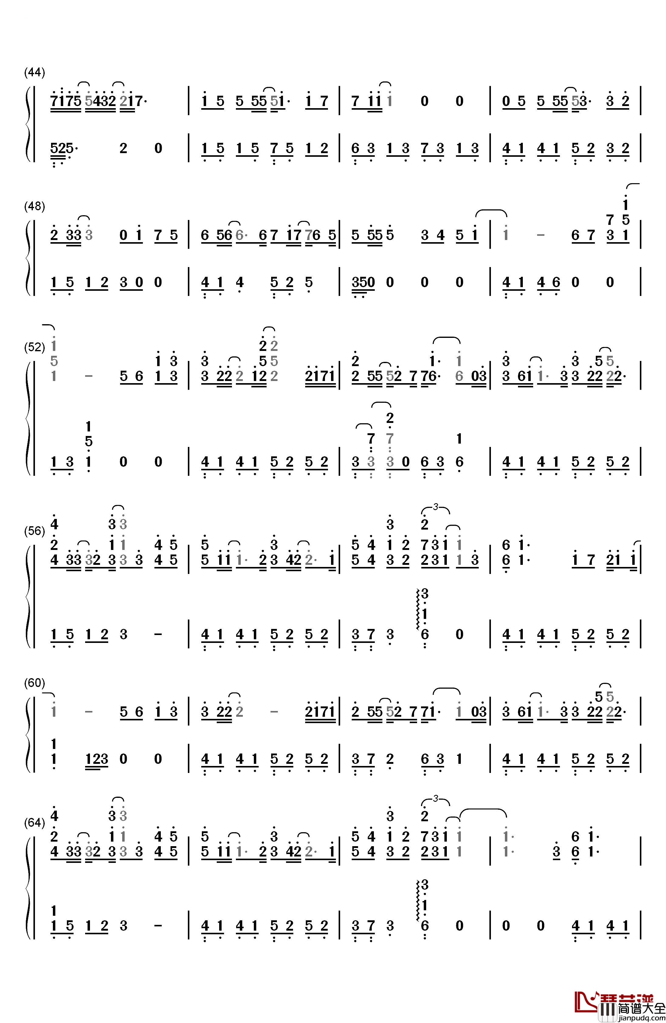 梦钢琴简谱_数字双手_王博文