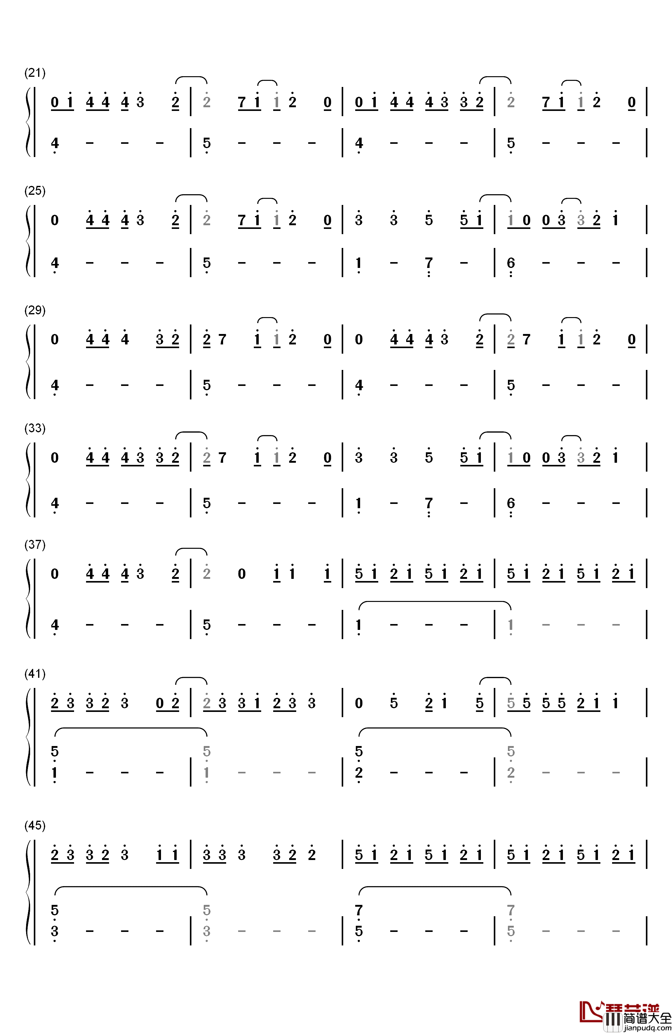 Night_Changes钢琴简谱_数字双手_One_Direction