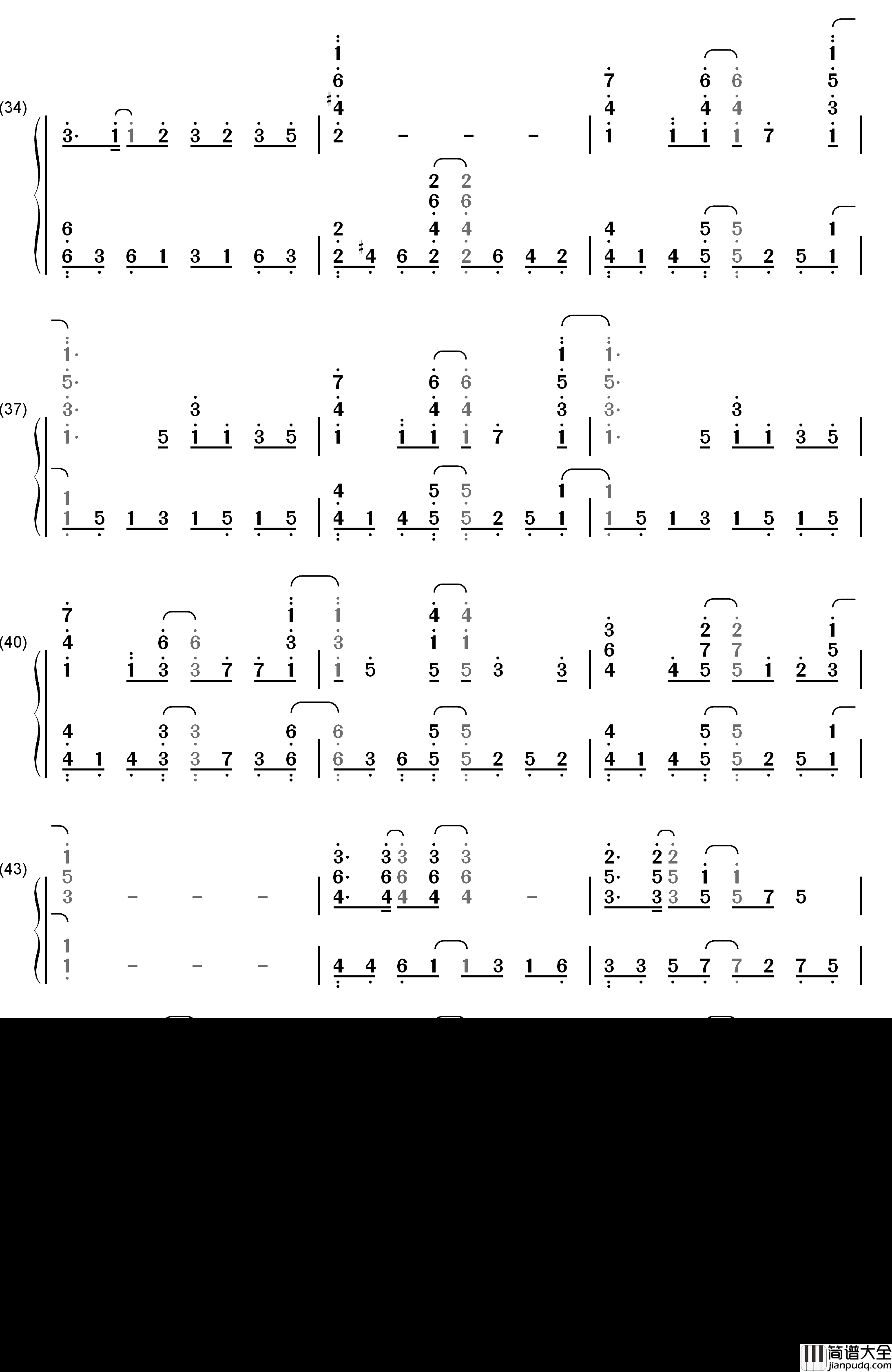 疾走钢琴简谱_数字双手_ANZAI