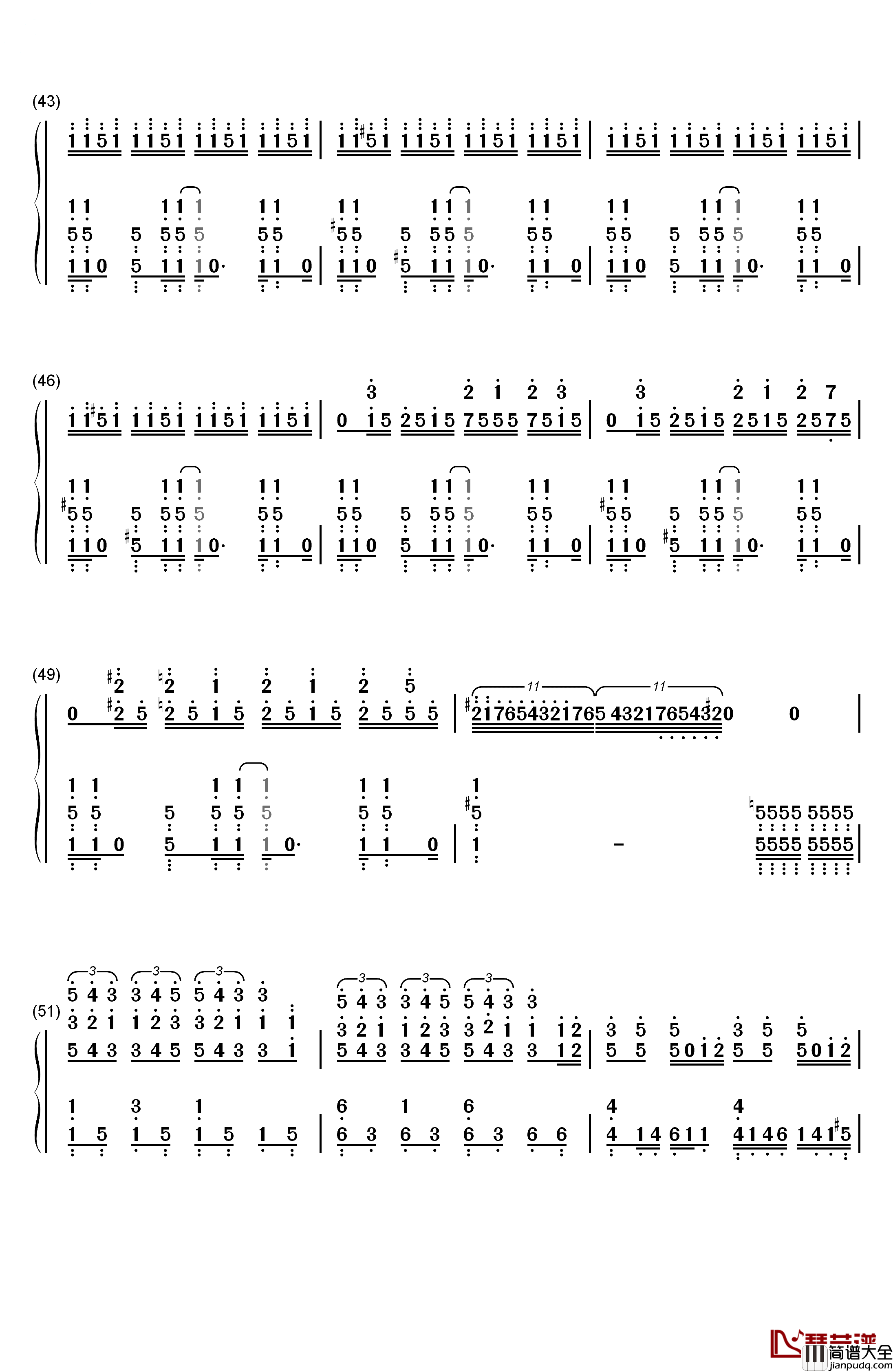 龙卷风钢琴简谱_数字双手_邓紫棋