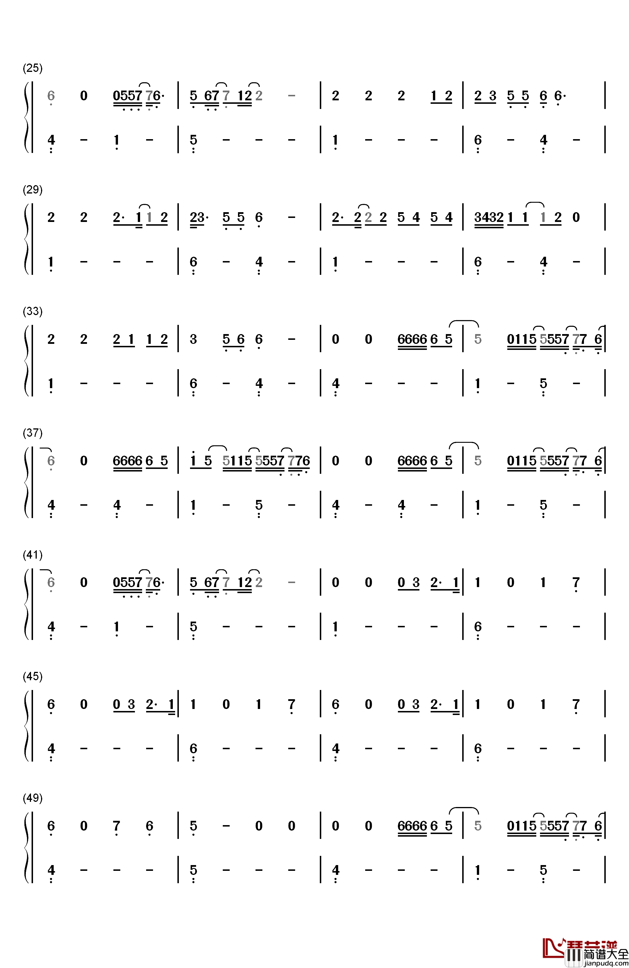 Rainbow钢琴简谱_数字双手_Sia