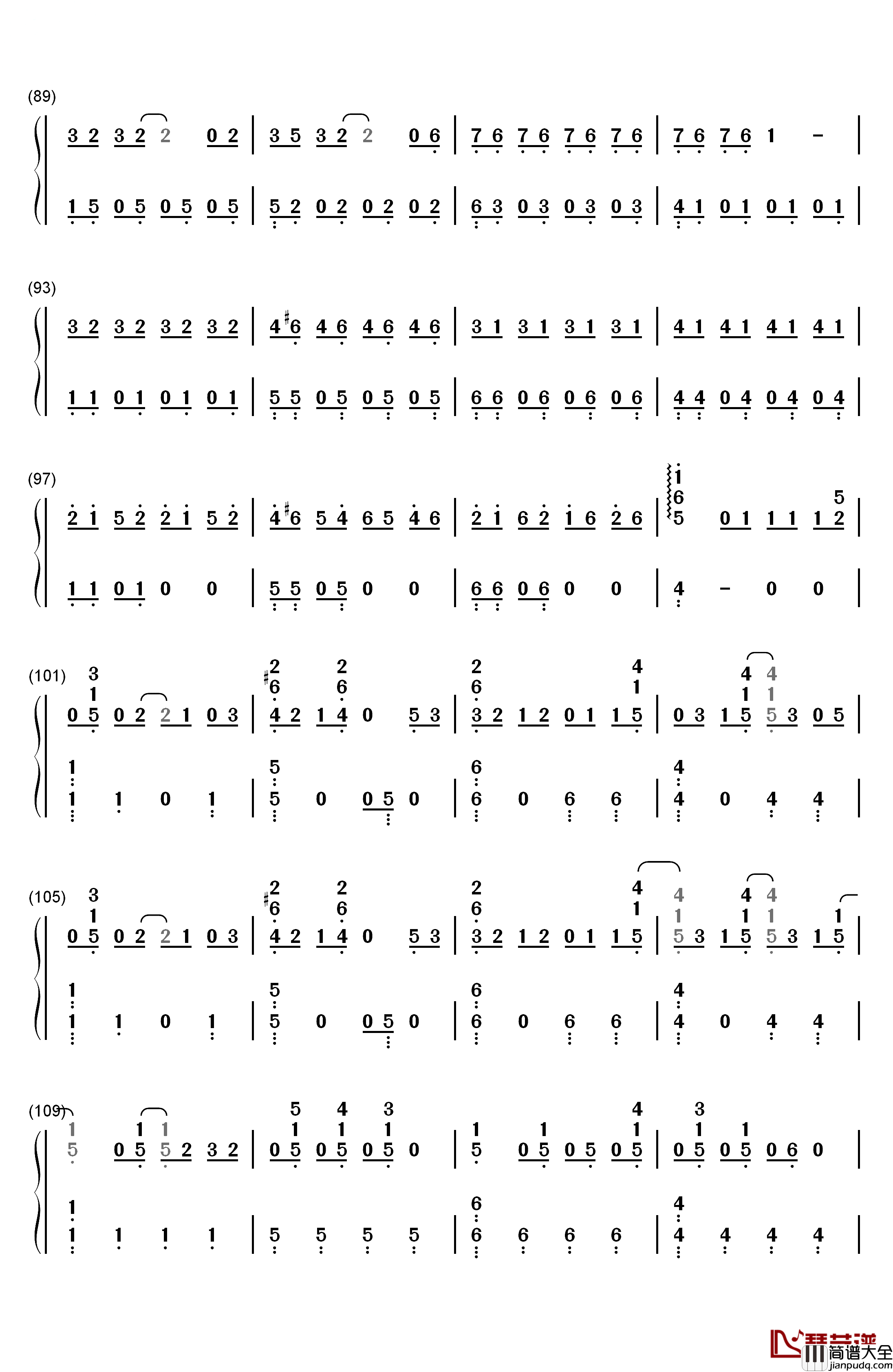 Love_Song_钢琴简谱_数字双手_BigBang