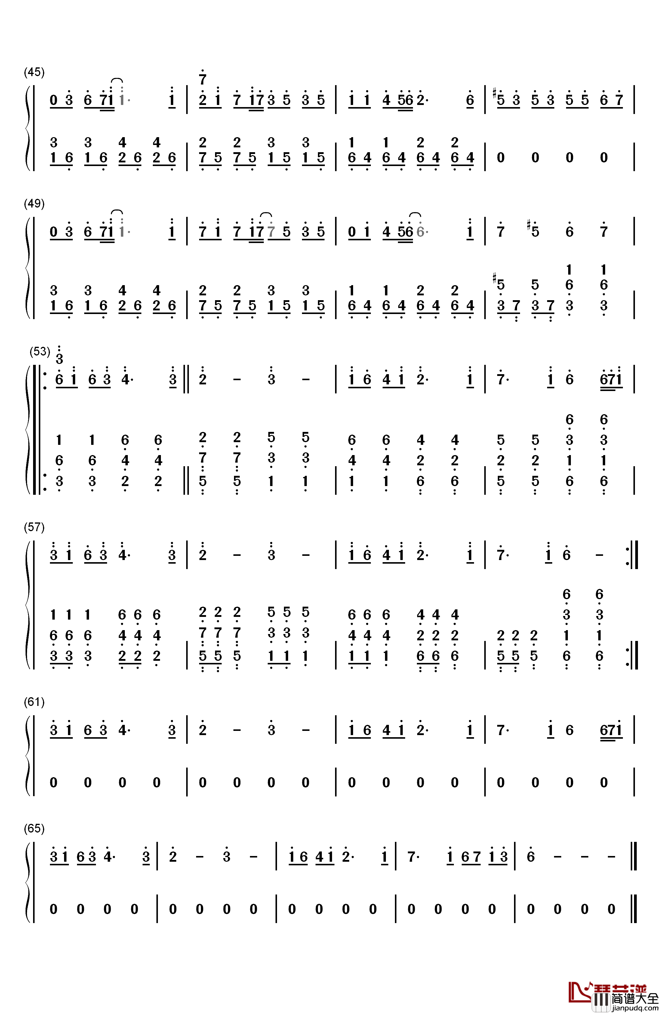 老人与海钢琴简谱_数字双手_海鸣威