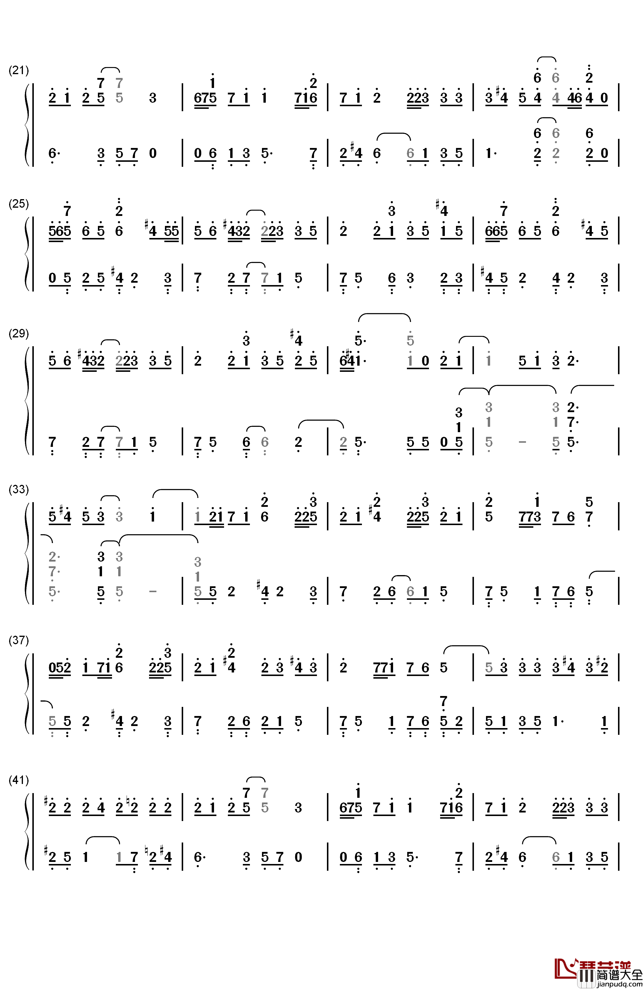 想为你而弹钢琴简谱_数字双手_乃木坂46