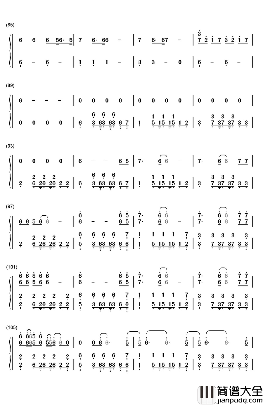 Love_Me_Again钢琴简谱_数字双手_John_Newman