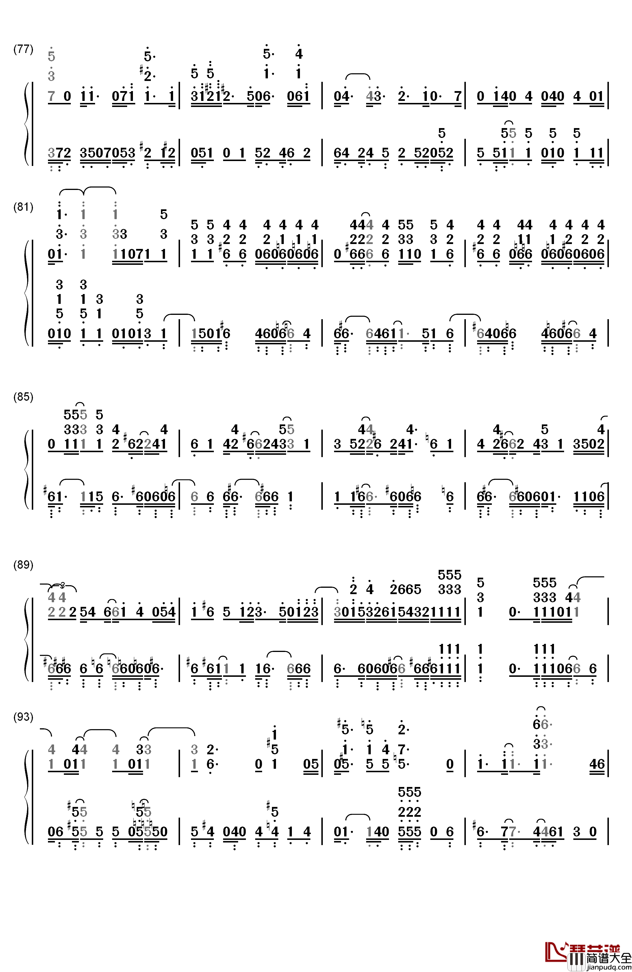 Bon_Voyage钢琴简谱_数字双手_Bon_Bon_Blanco