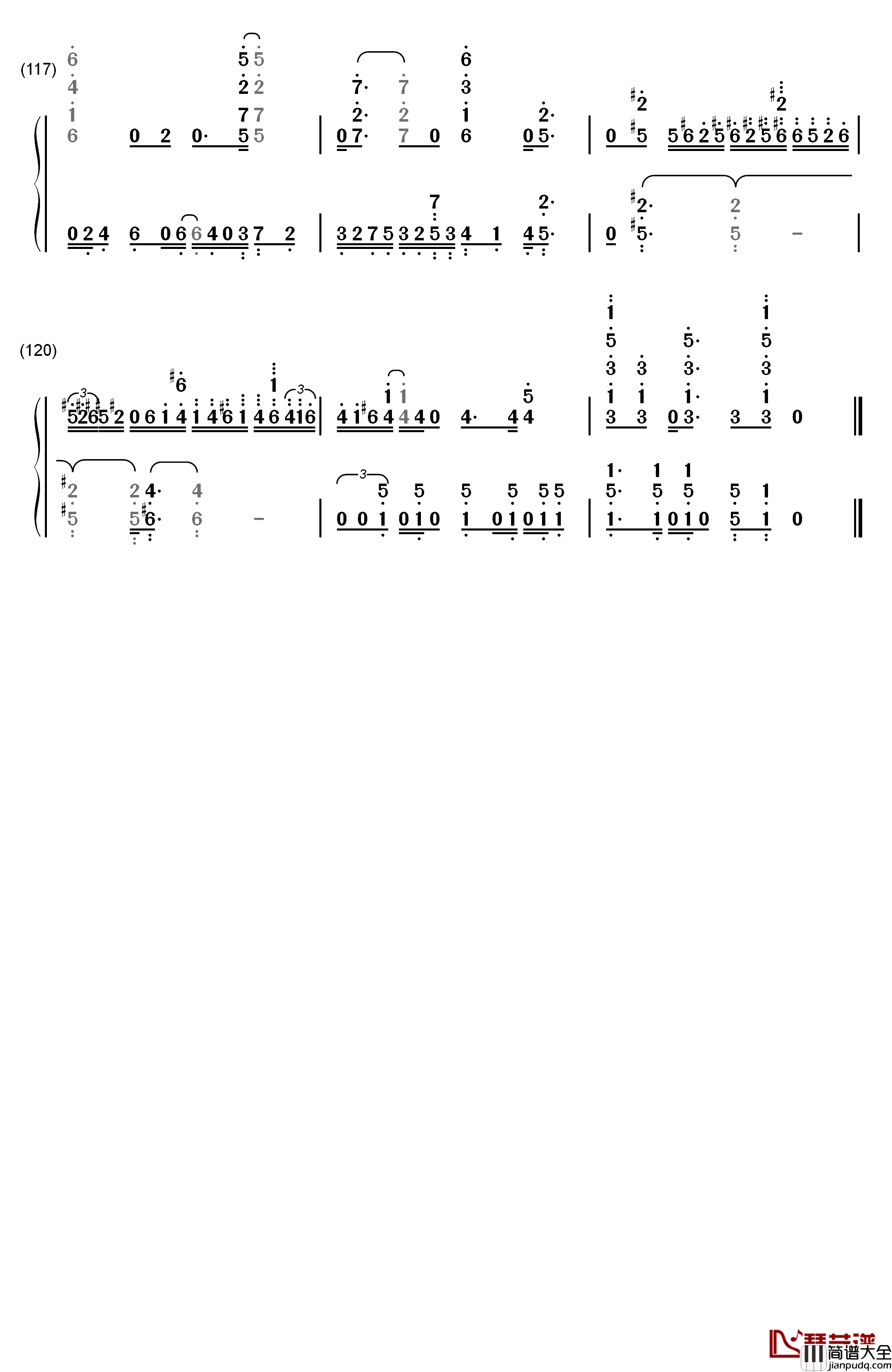 Bon_Voyage钢琴简谱_数字双手_Bon_Bon_Blanco