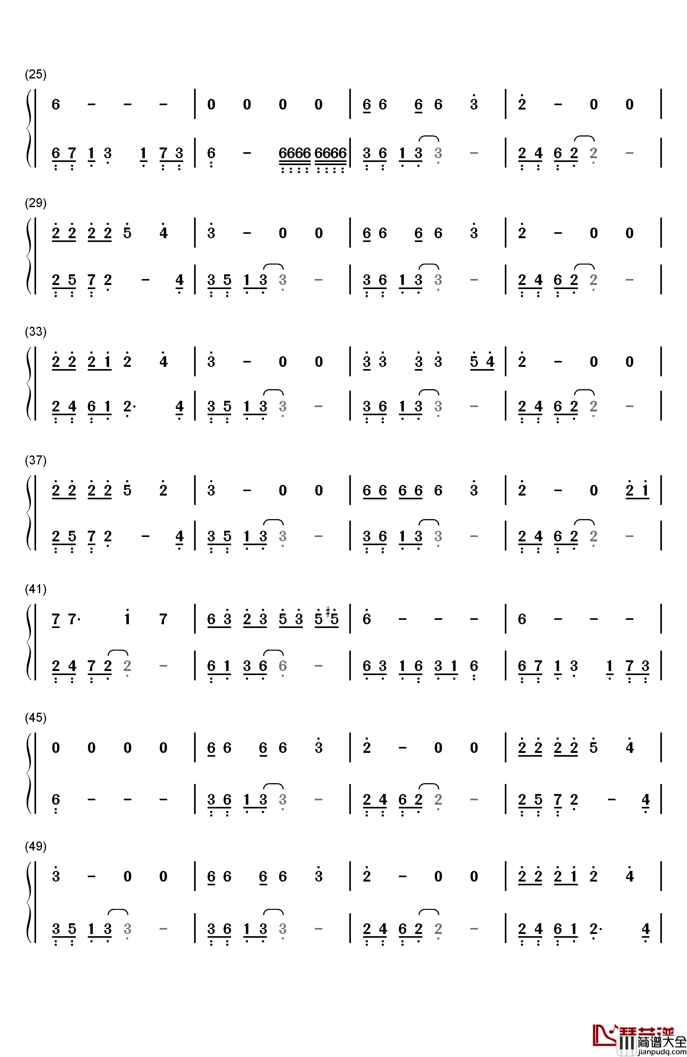 一万个舍不得钢琴简谱_数字双手_庄心妍