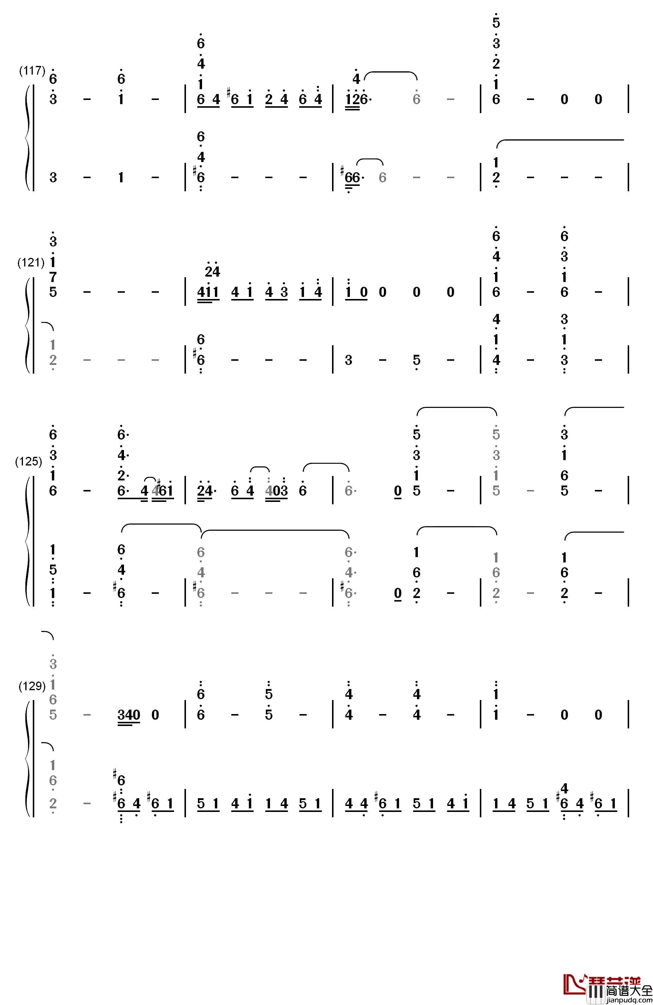 White_with_You钢琴简谱_数字双手_折户伸治