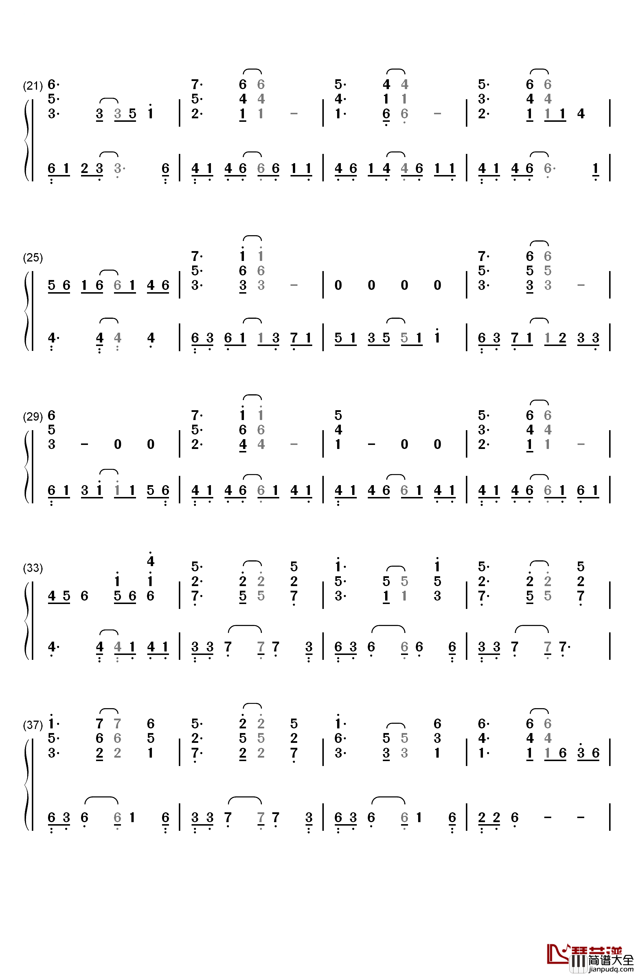 一阵の风钢琴简谱_数字双手_菊地创