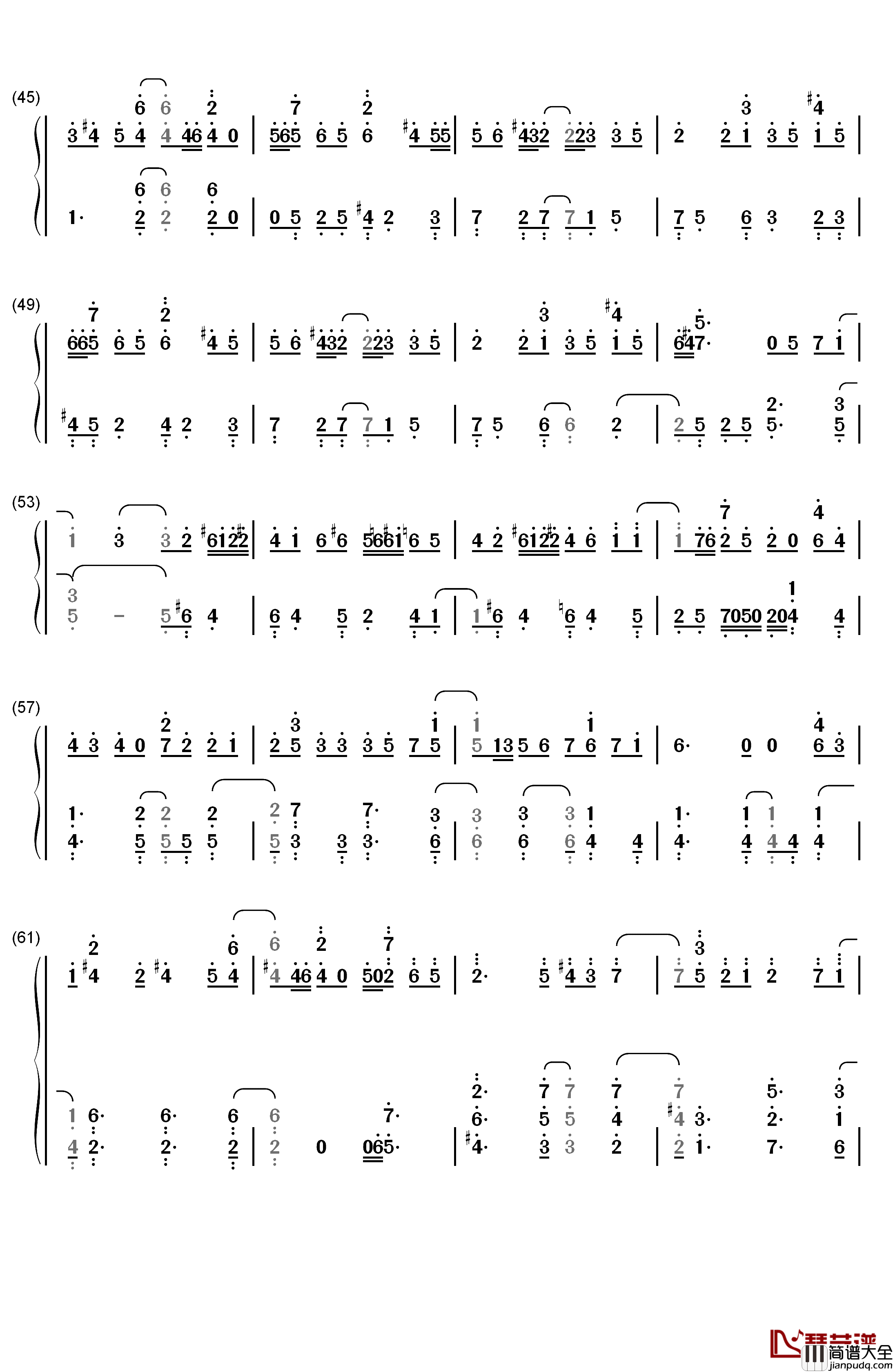 想为你而弹钢琴简谱_数字双手_乃木坂46