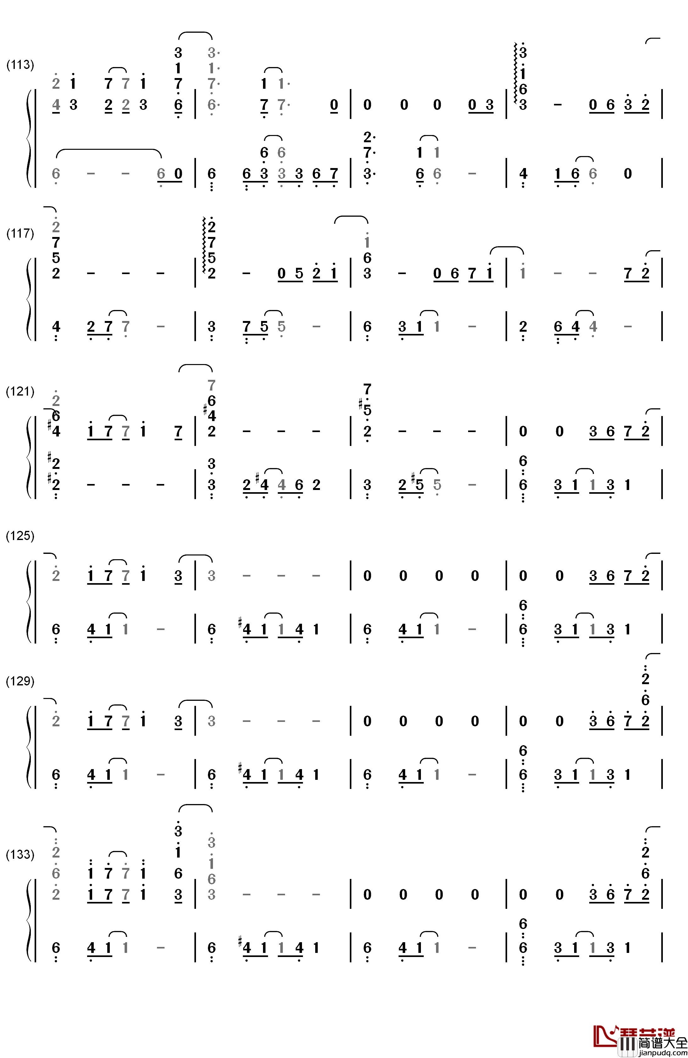 风之旅钢琴简谱_数字双手_西村由纪江
