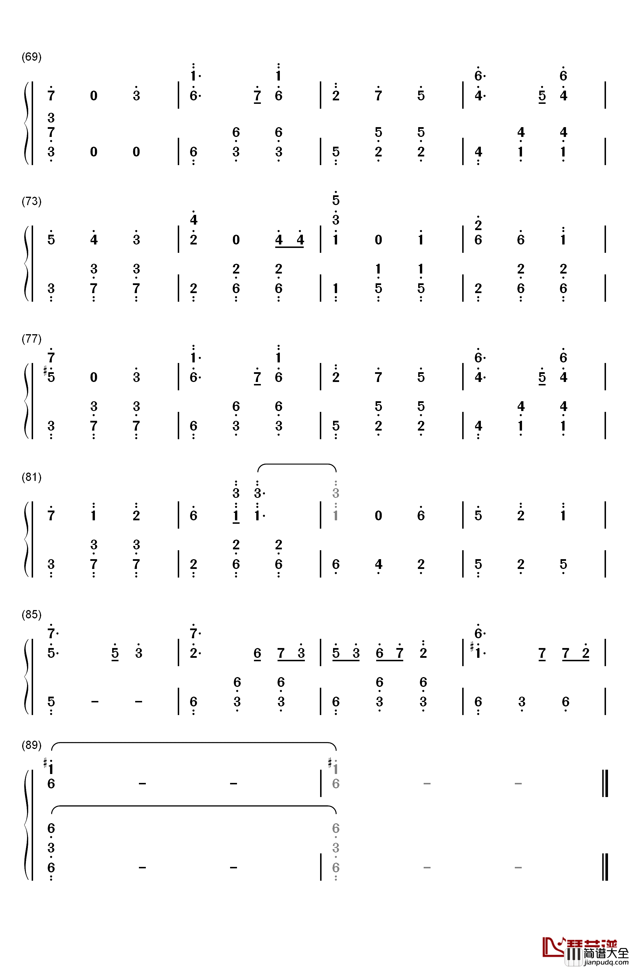 Secret_Sky钢琴简谱_数字双手_MICHI