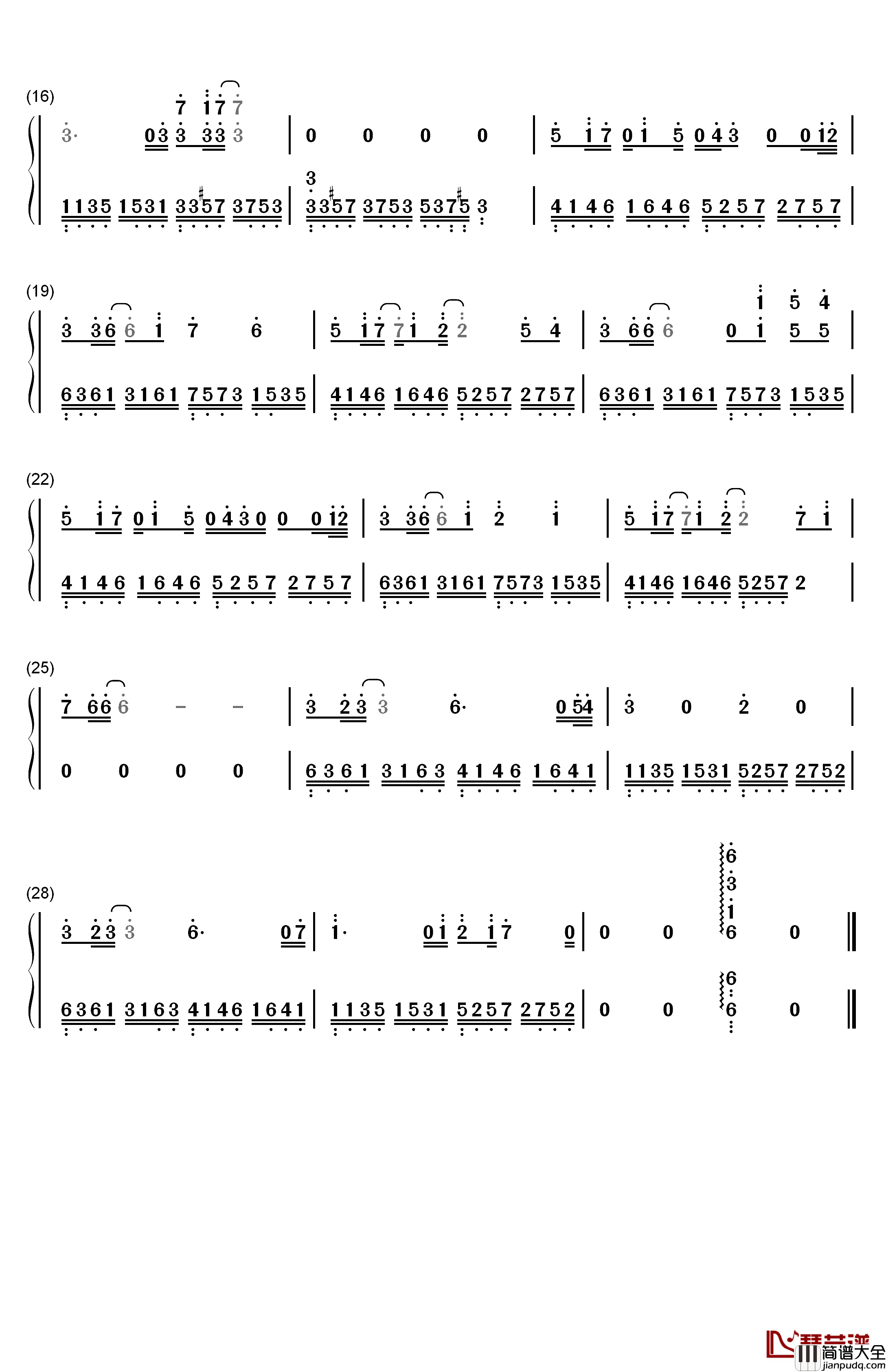 星之扉钢琴简谱_数字双手_根岸さとり
