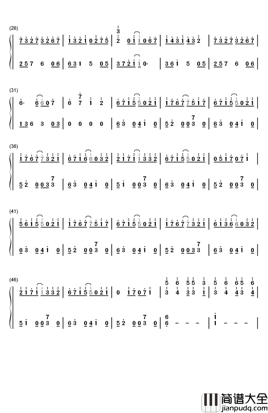 Last_Kiss钢琴简谱_数字双手_Ken_Arai
