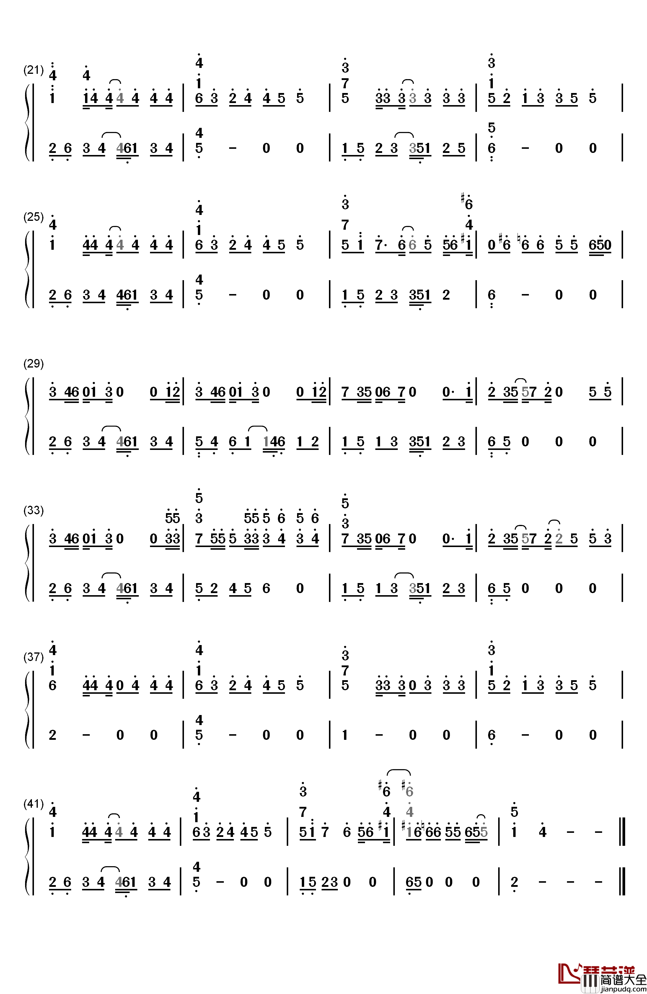 Just_One_Day钢琴简谱_数字双手_防弹少年团