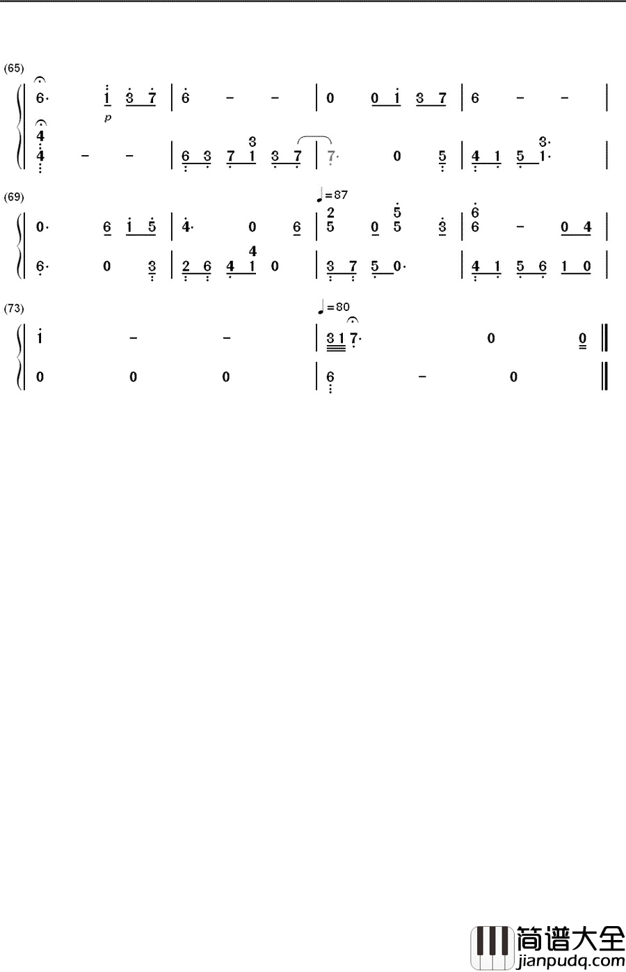 雨蝶钢琴简谱_数字双手_李翊君