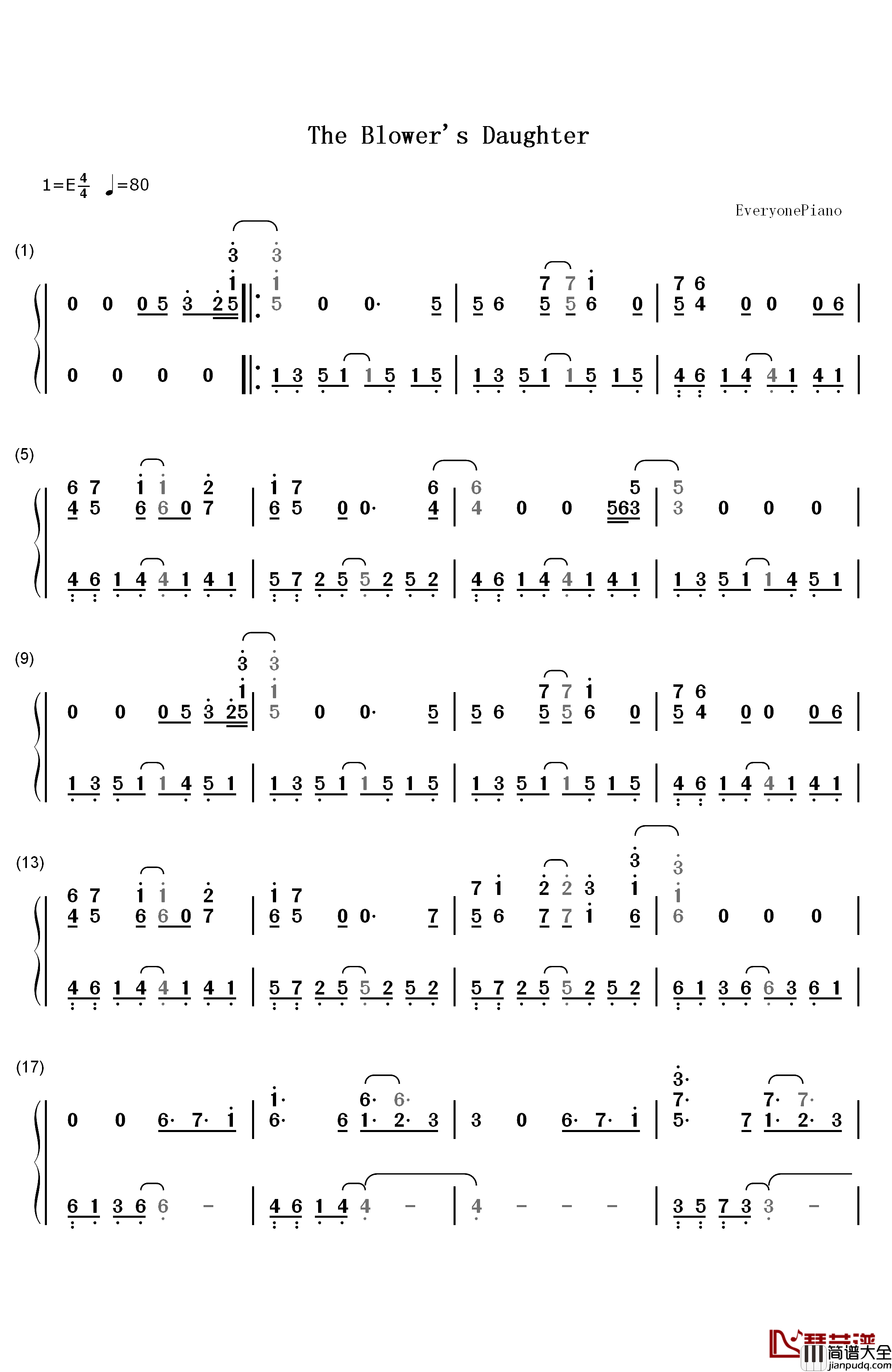 The_Blower's_Daughter钢琴简谱_数字双手_Damien_Rice