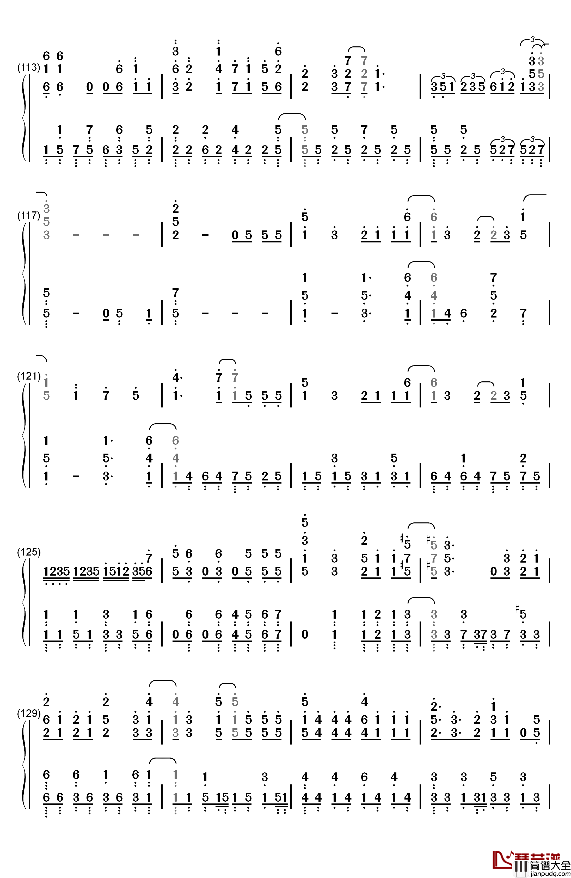 BABY钢琴简谱_数字双手_甜蜜子弹