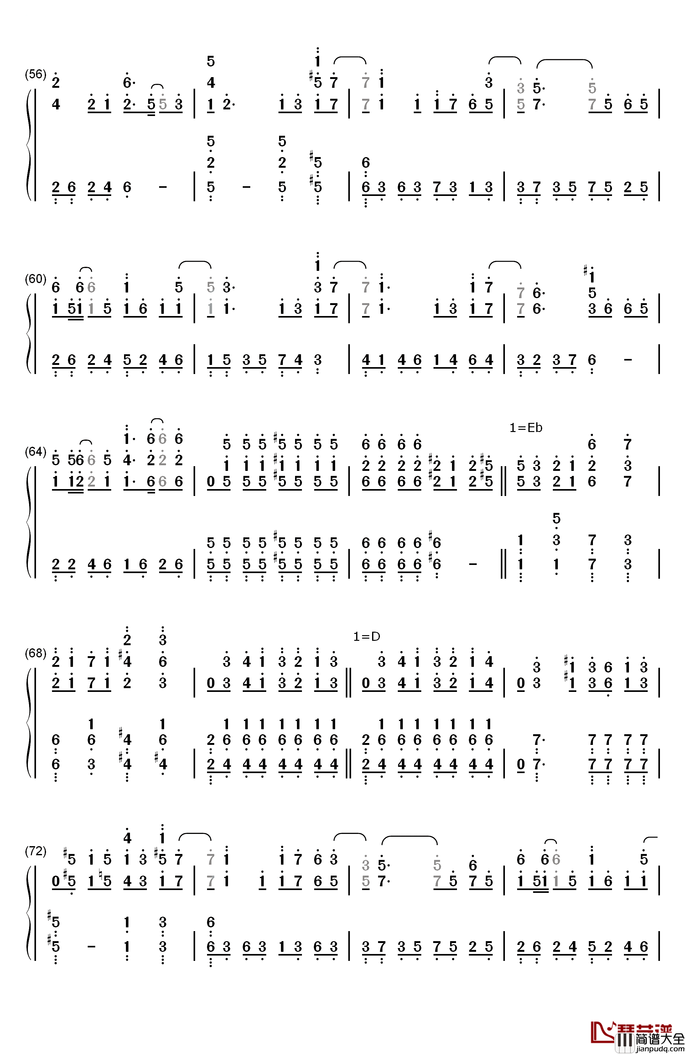 时间有泪钢琴简谱_数字双手_张碧晨