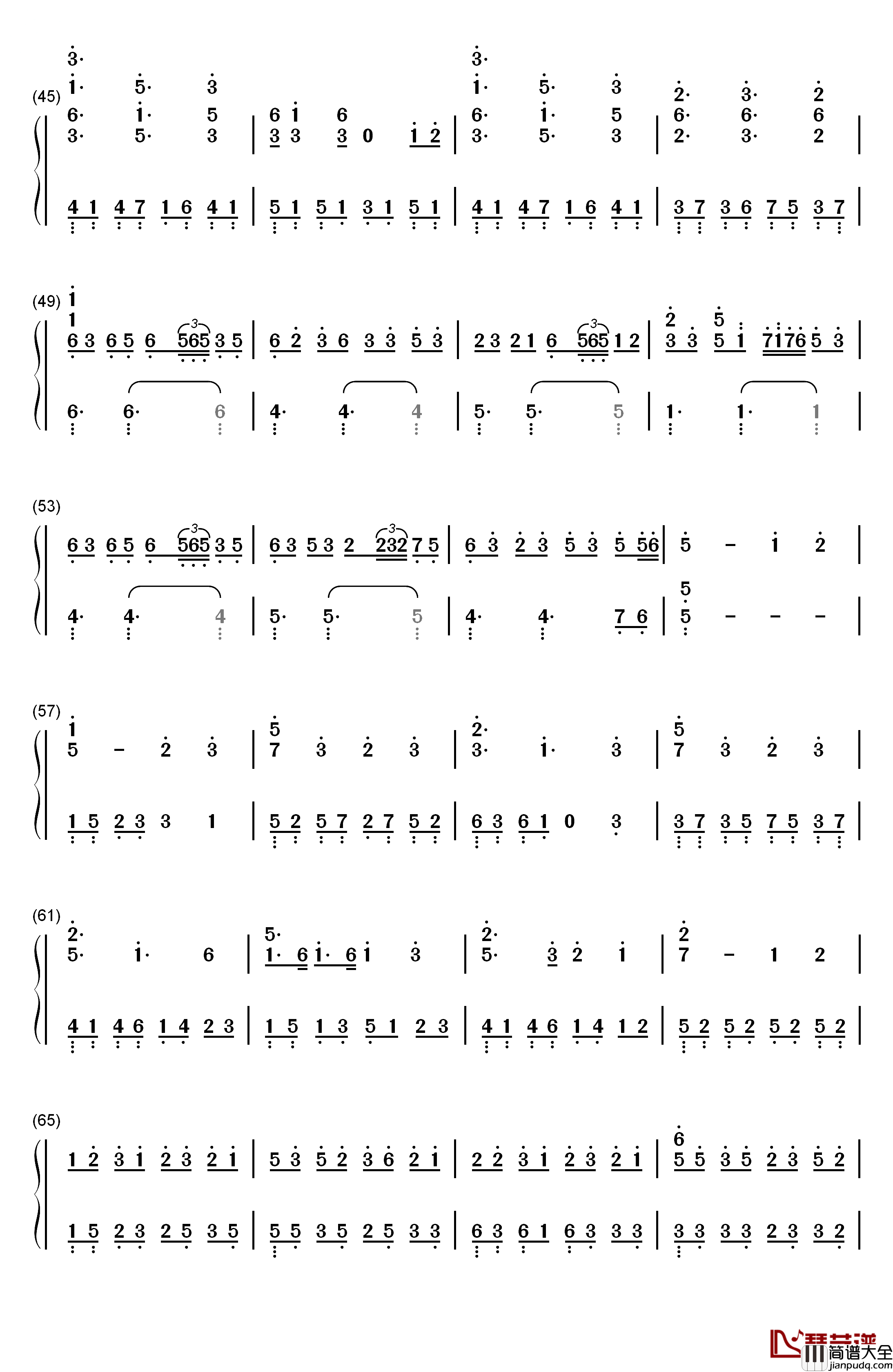 霜雪千年钢琴简谱_数字双手_洛天依_乐正绫