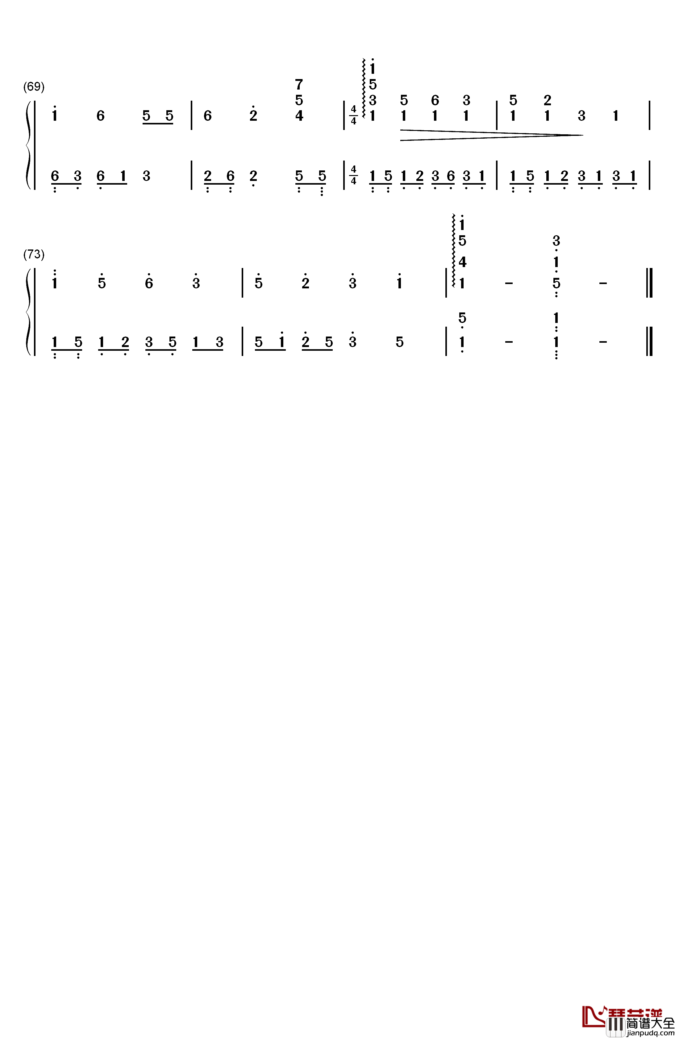 圣诞歌曲_钢琴简谱_数字双手_英国童声合唱团