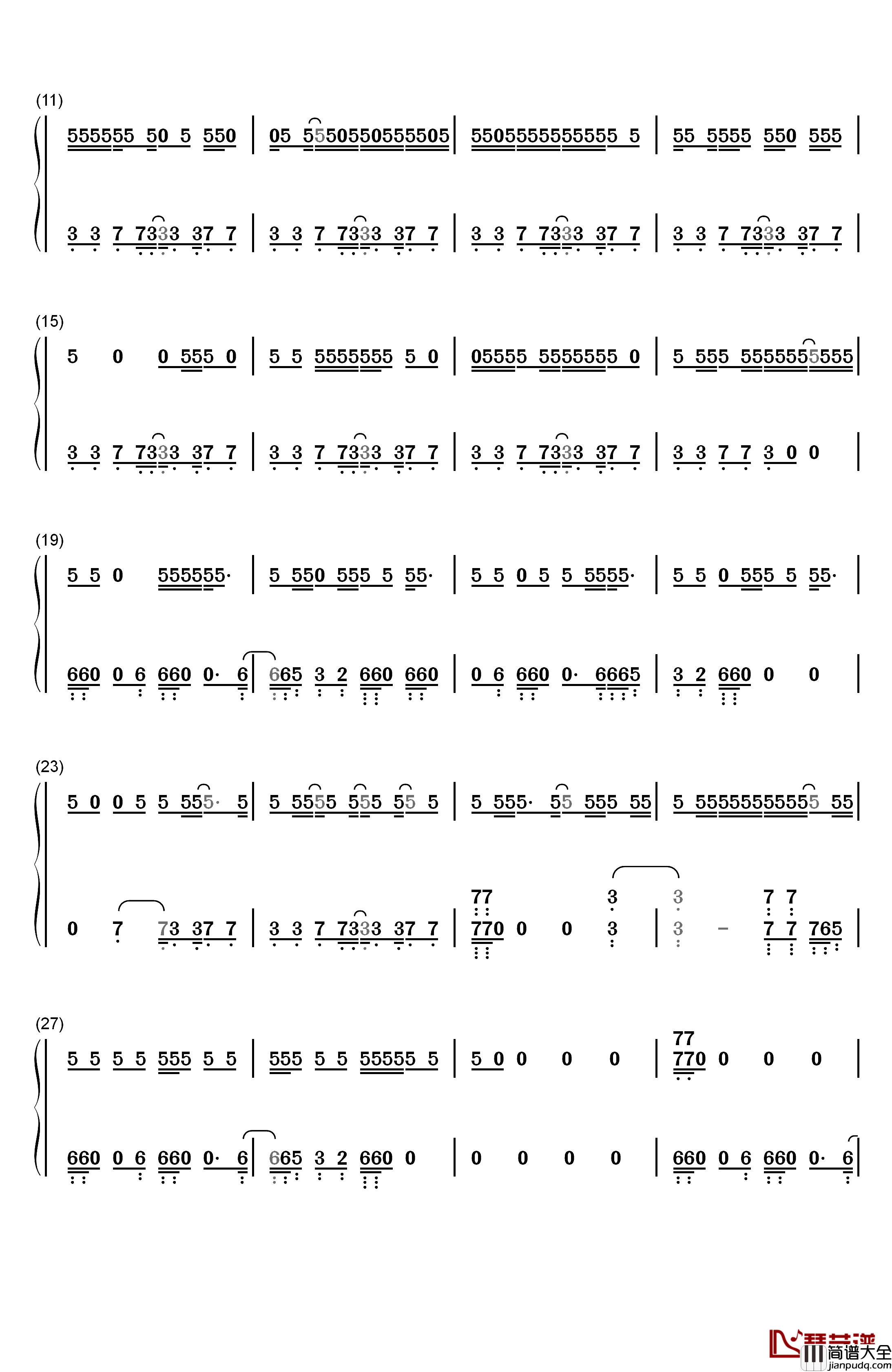 Downtown钢琴简谱_数字双手_Macklemore_&_Ryan_Lewis