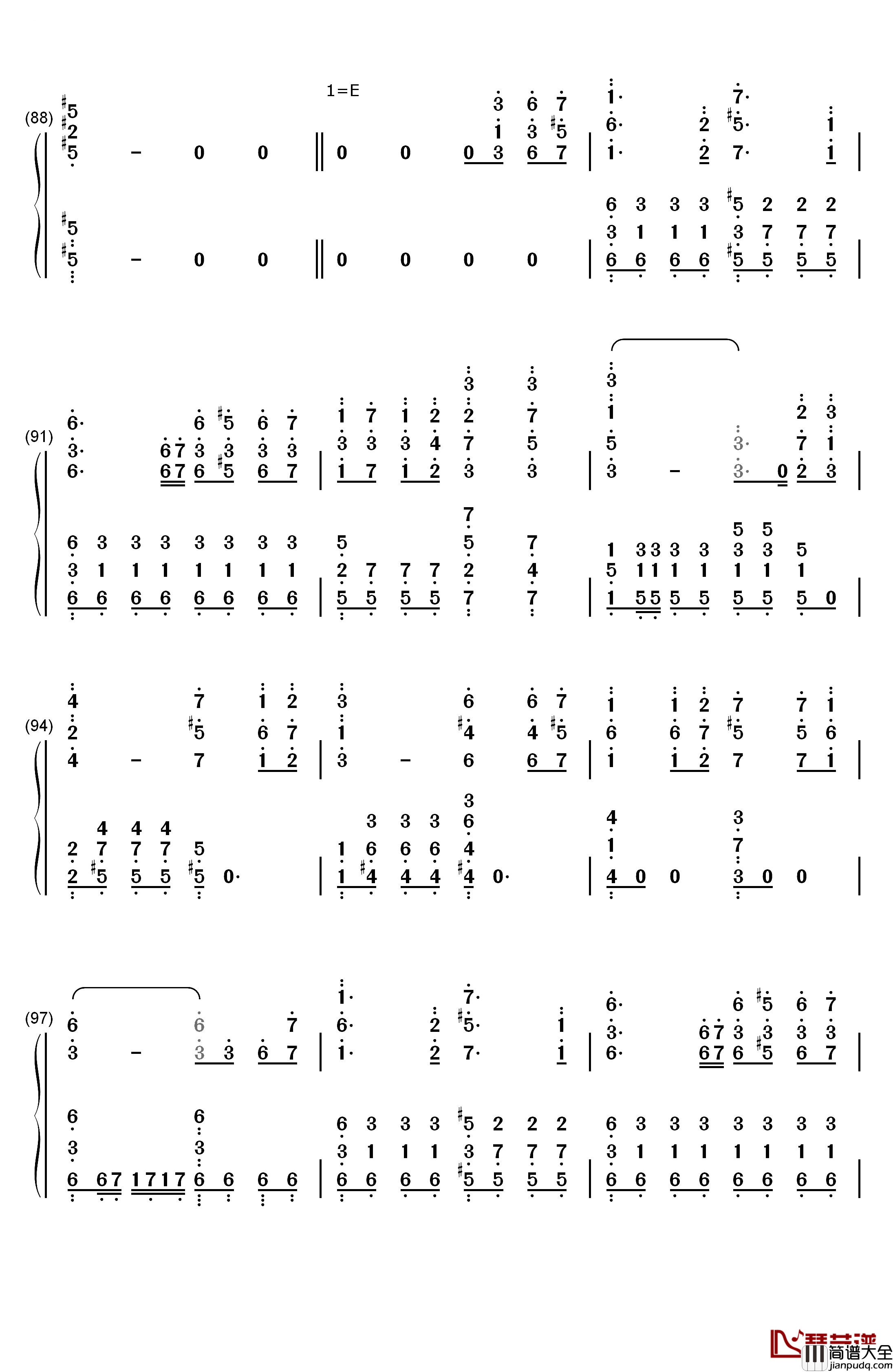 劲乐团V3钢琴简谱_数字双手_BeautifulDay