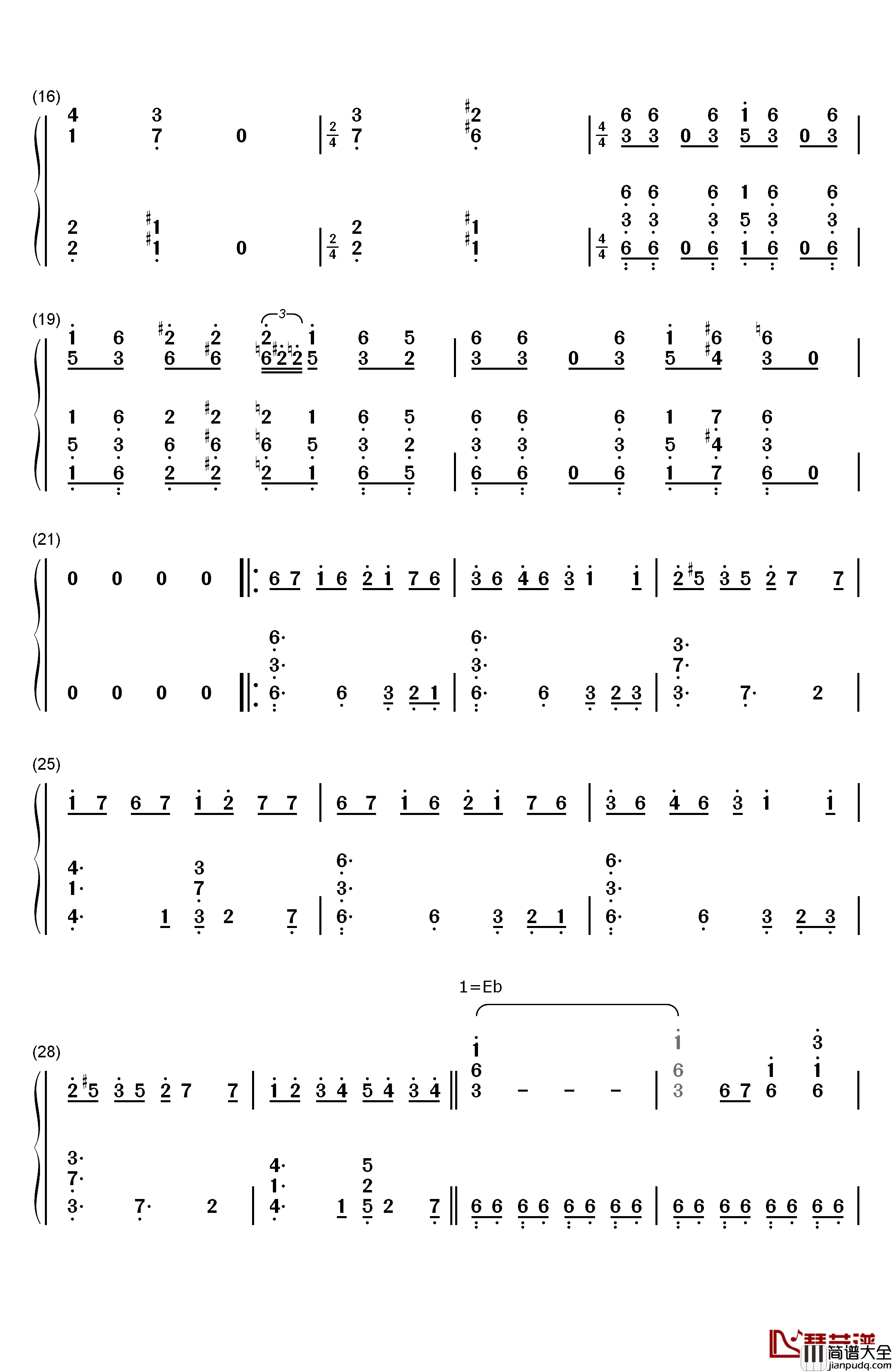 ビッグブリッヂの死闘钢琴简谱_数字双手_植松伸夫